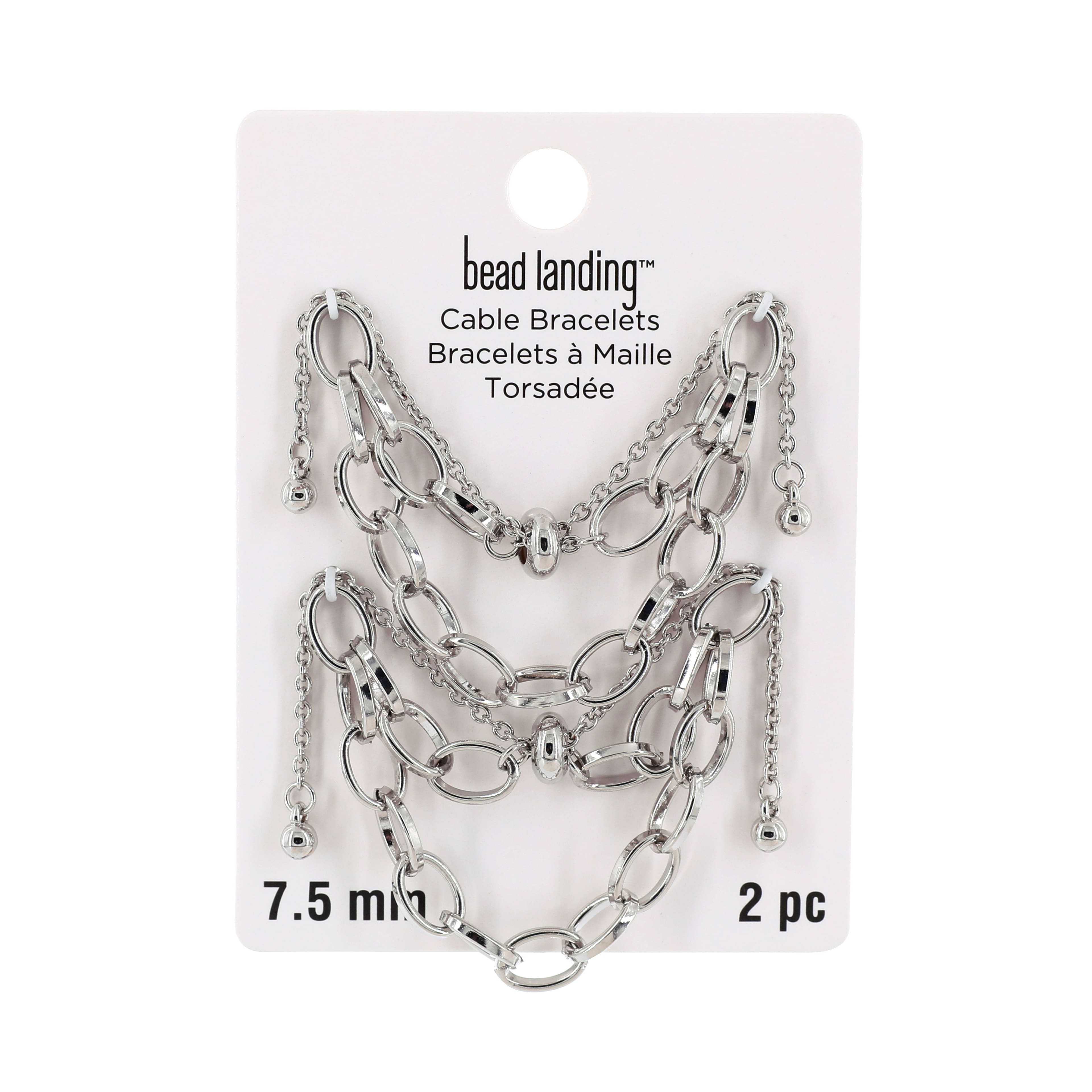 Rhodium Cable Slider Charm Bracelets, 2ct. by Bead Landing&#x2122;