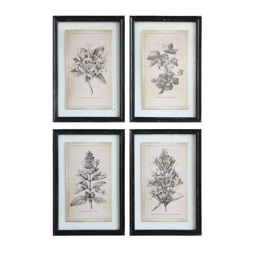 Wood Framed Wall D&#xE9;cor with Floral Images Set