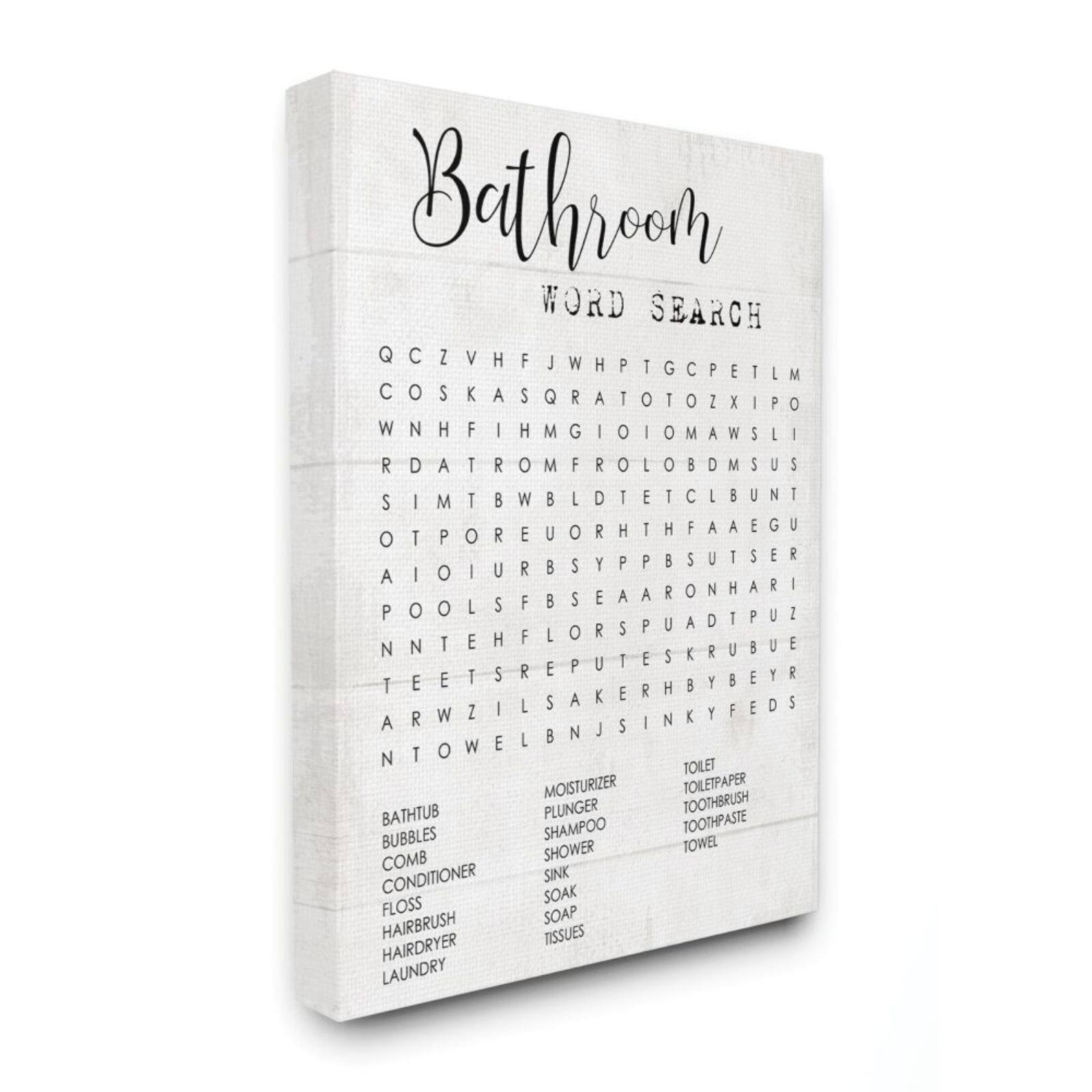 Stupell Industries Bathroom Word Search Wall Art