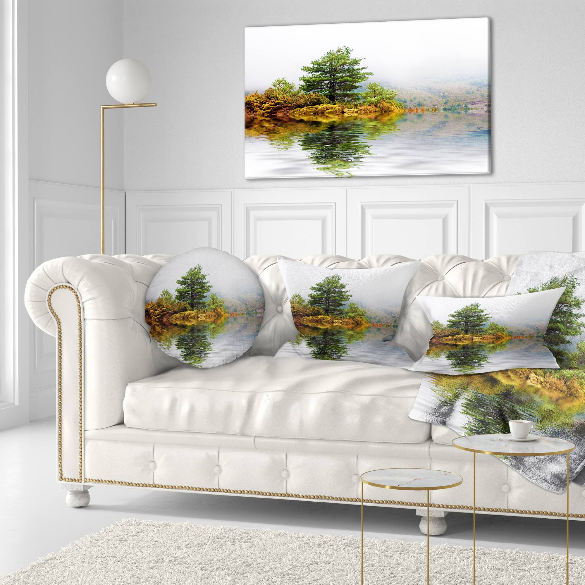 Designart - Pine Tree with Reflection - Landscape Photography Canvas Print