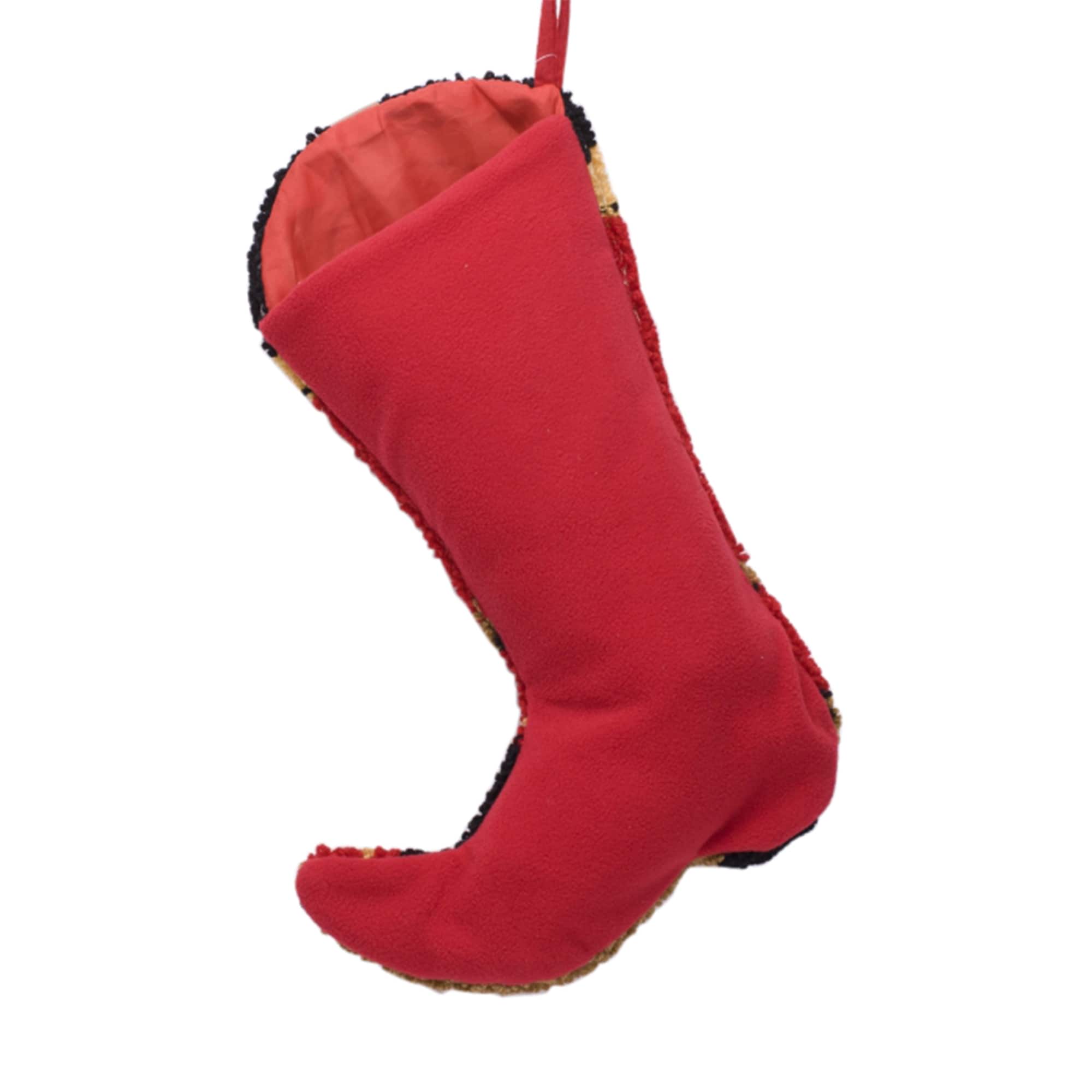 Glitzhome&#xAE; 19&#x22; Red Boot Hooked Stocking
