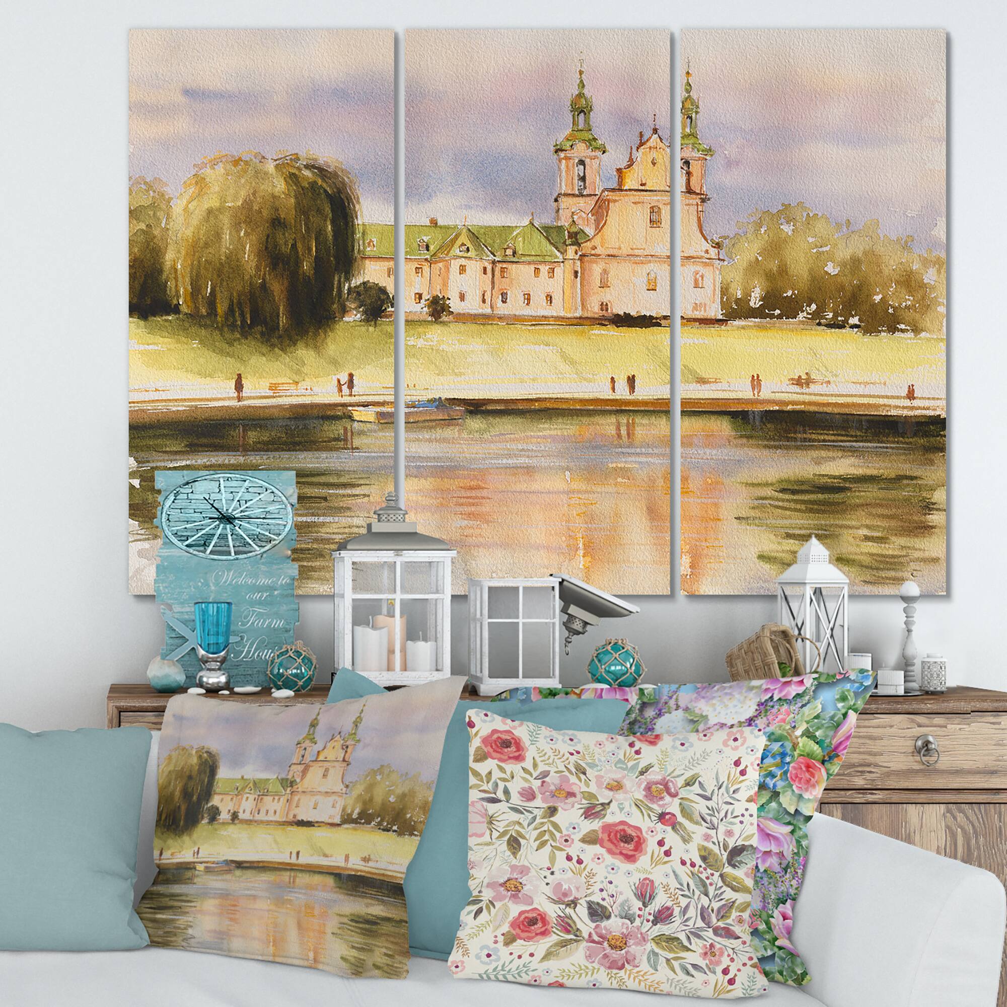 Designart - Historic Church On The Rock On Banks of The River