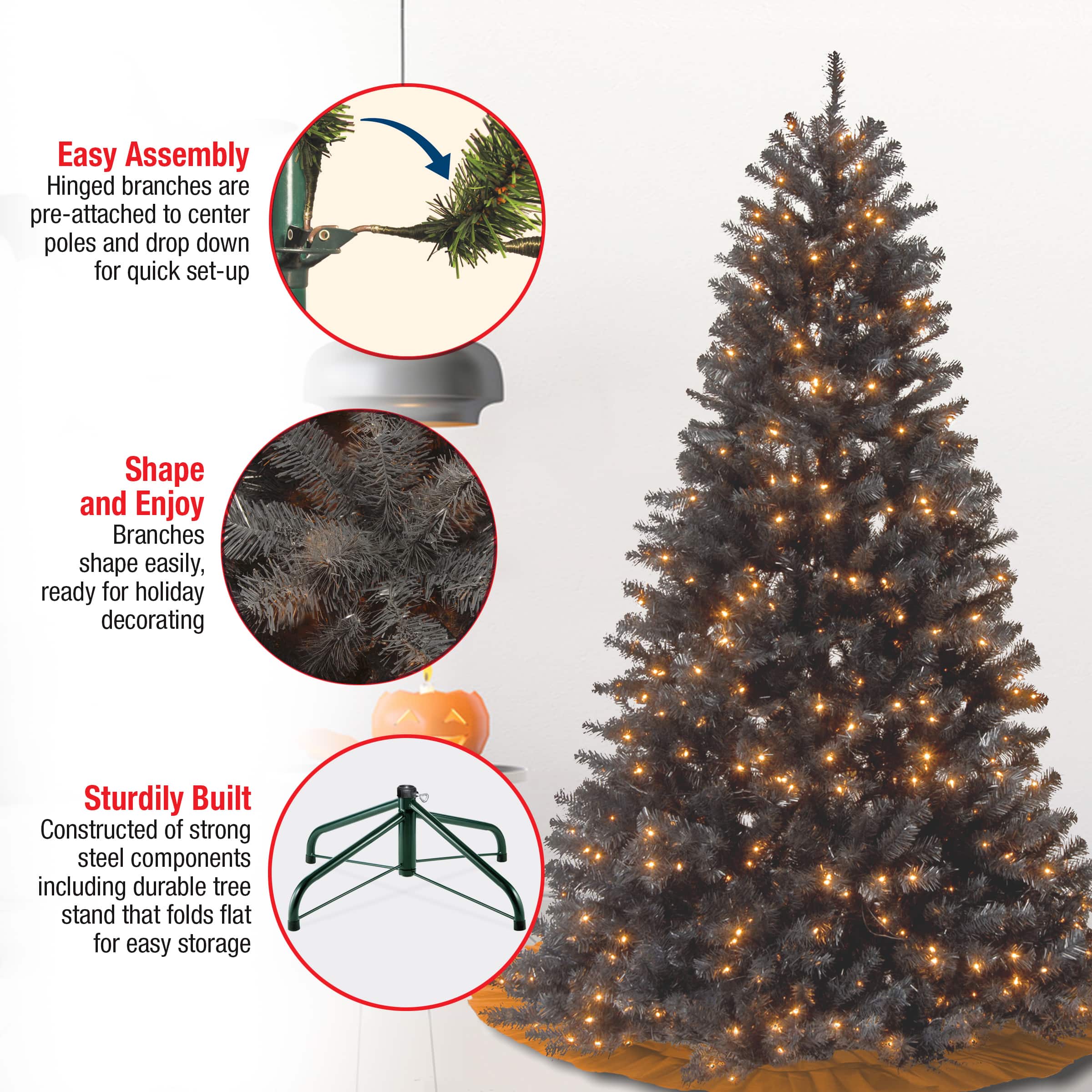 6.5 ft. Pre-Lit North Valley&#xAE; Black Spruce Artificial Christmas Tree, Clear Lights