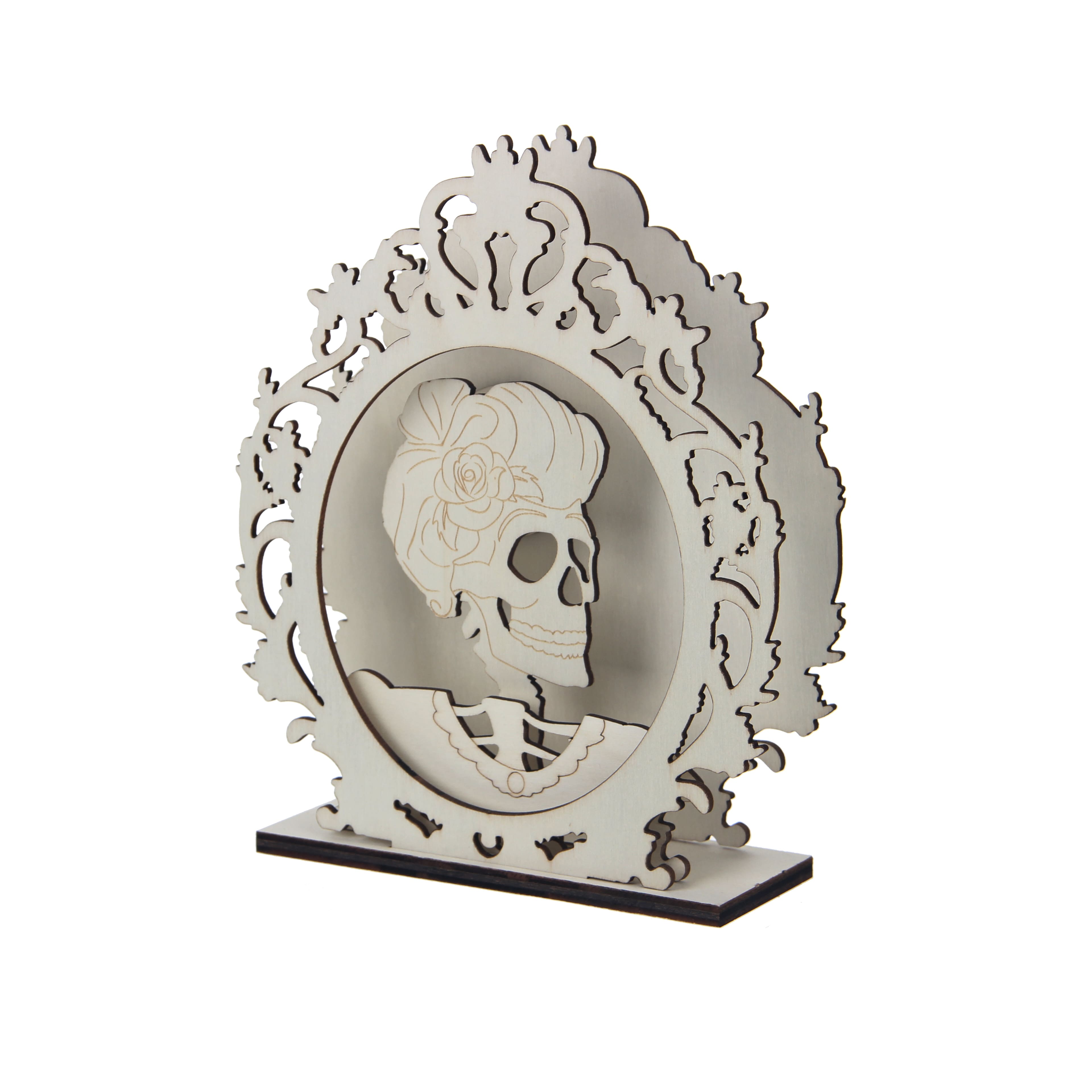 8.25&#x22; Layered Lady Skeleton DIY LED Plywood D&#xE9;cor by Make Market&#xAE;