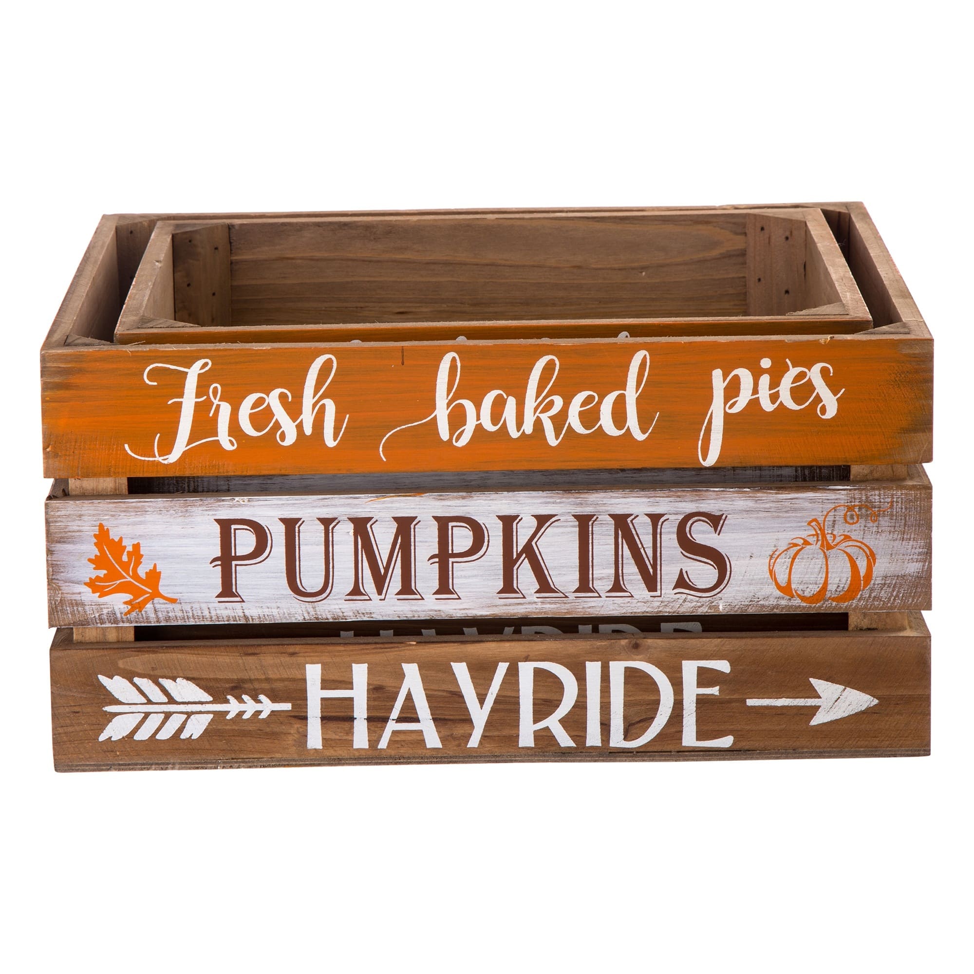 Glitzhome® Wooden Pumpkin Crate Set