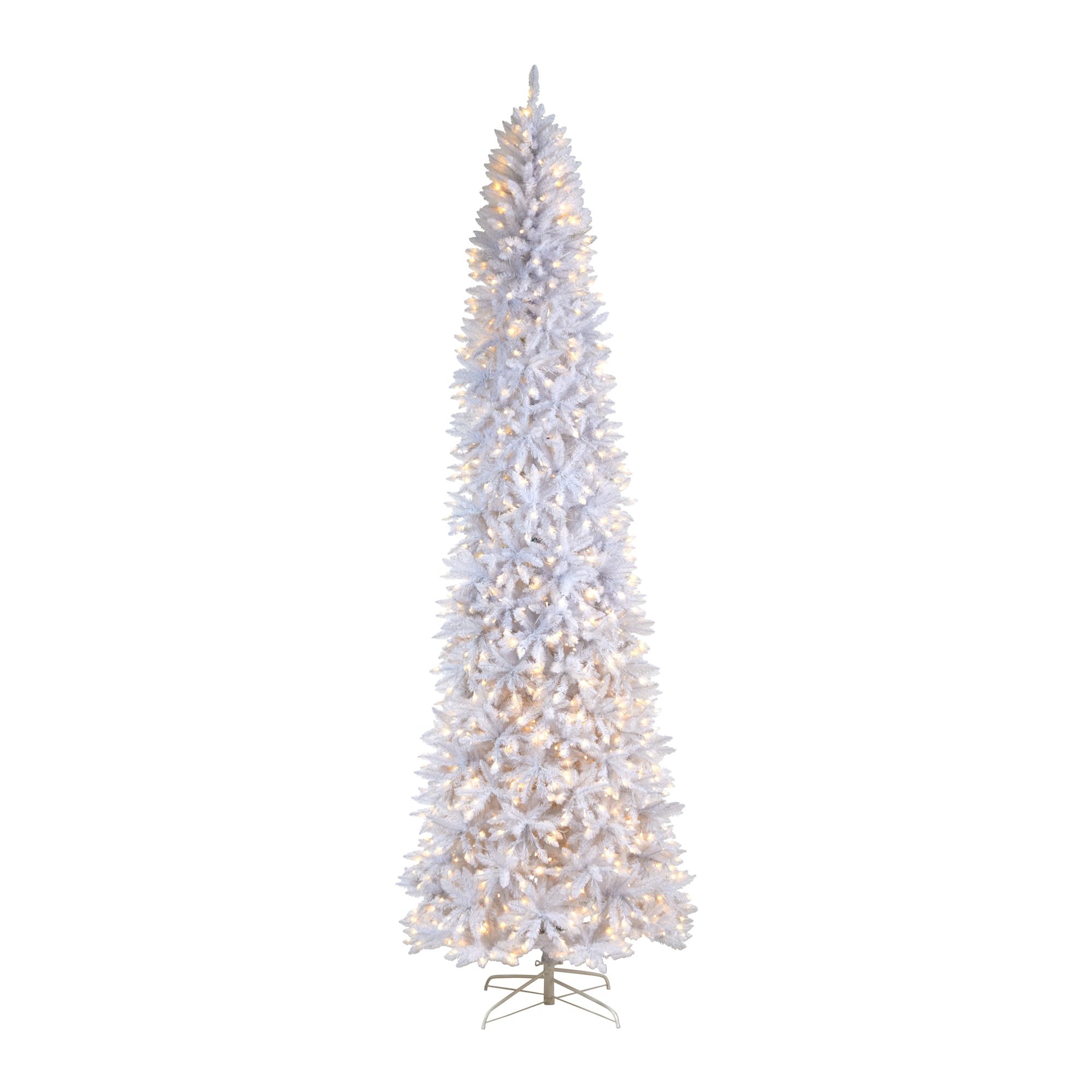 11ft. Pre-Lit Slim White Artificial Christmas Tree, Warm White LED Lights