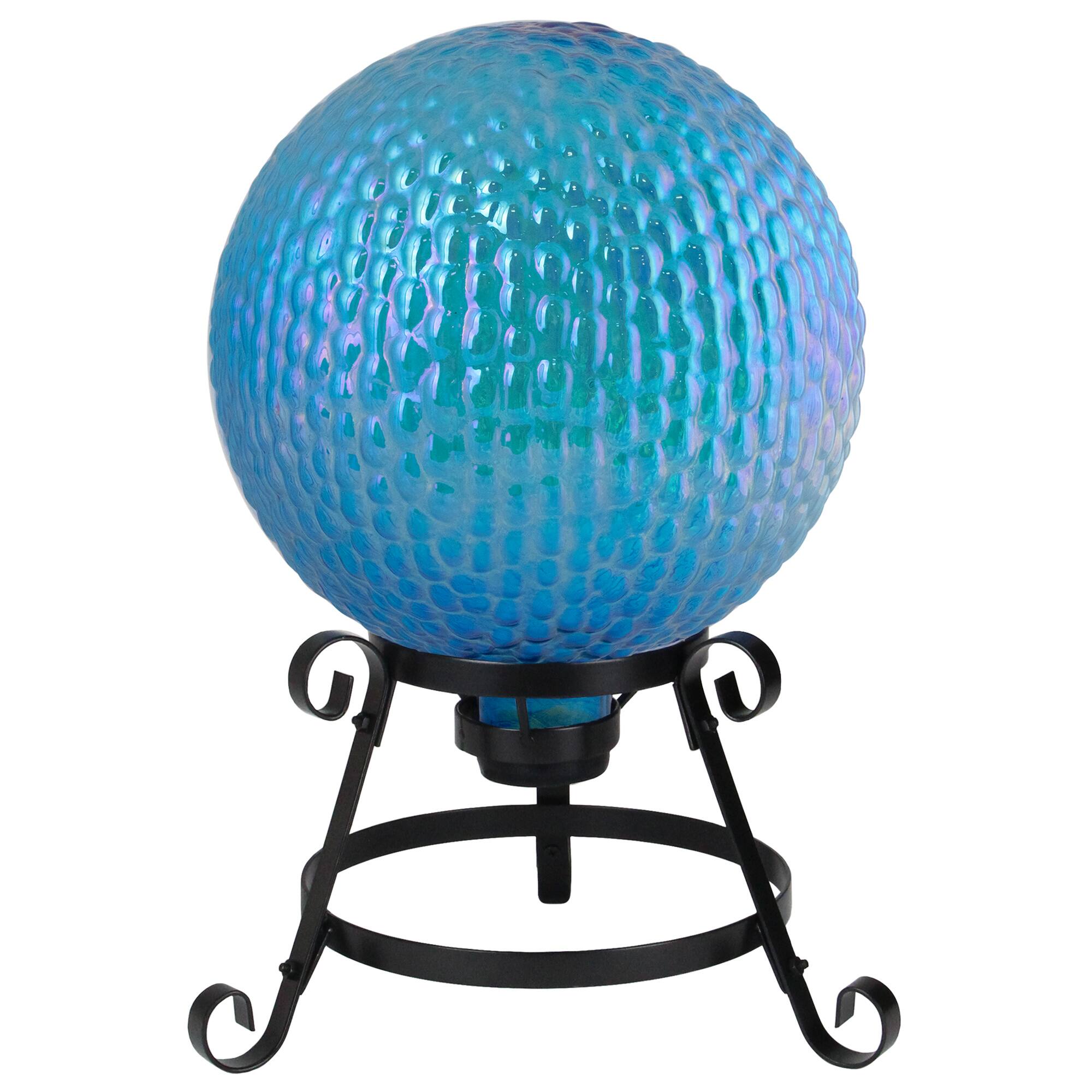 10&#x22; Iridescent Blue and Purple Textured Glass Gazing Ball