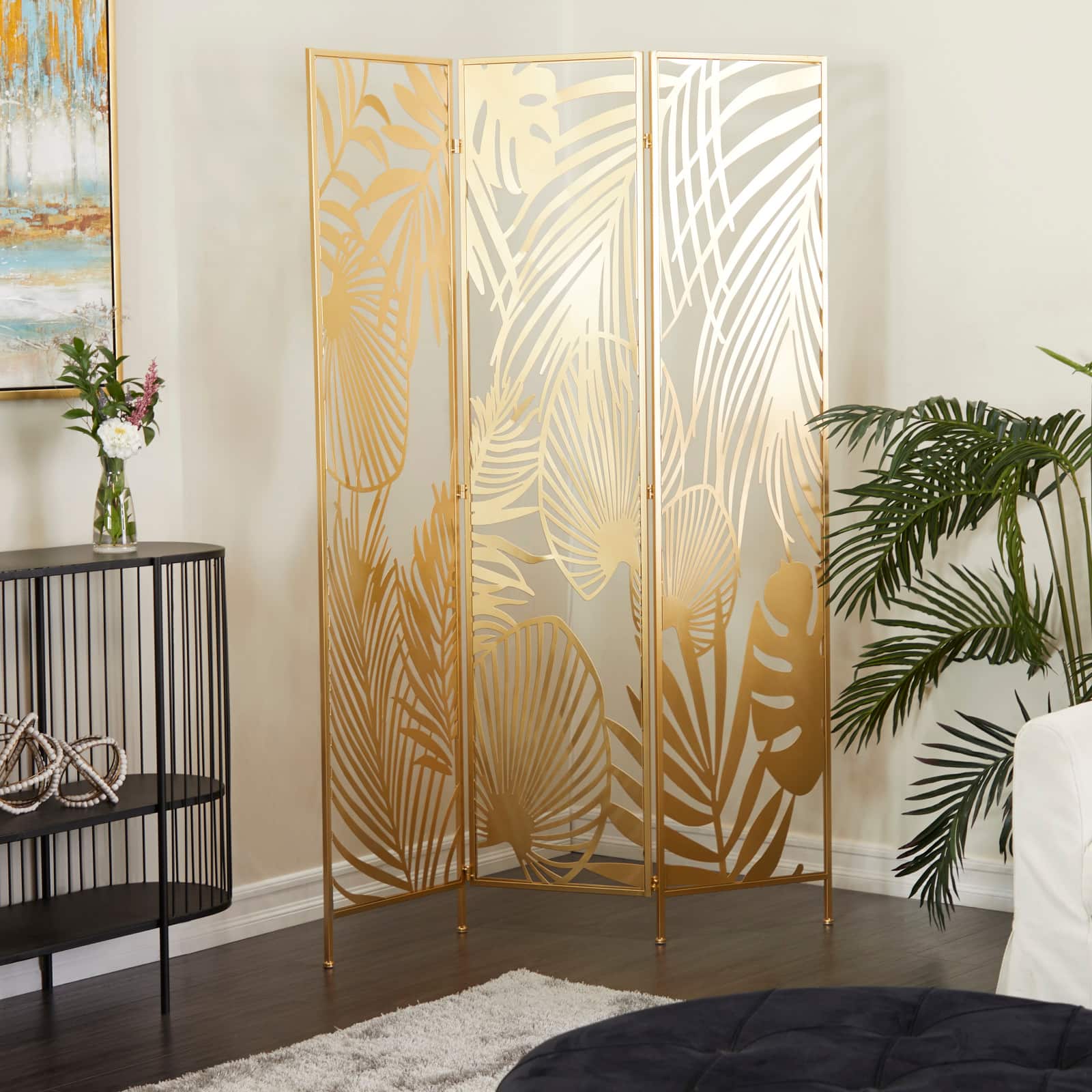 Gold Iron Glam Room Divider Screen, 71" x 48" x 1"