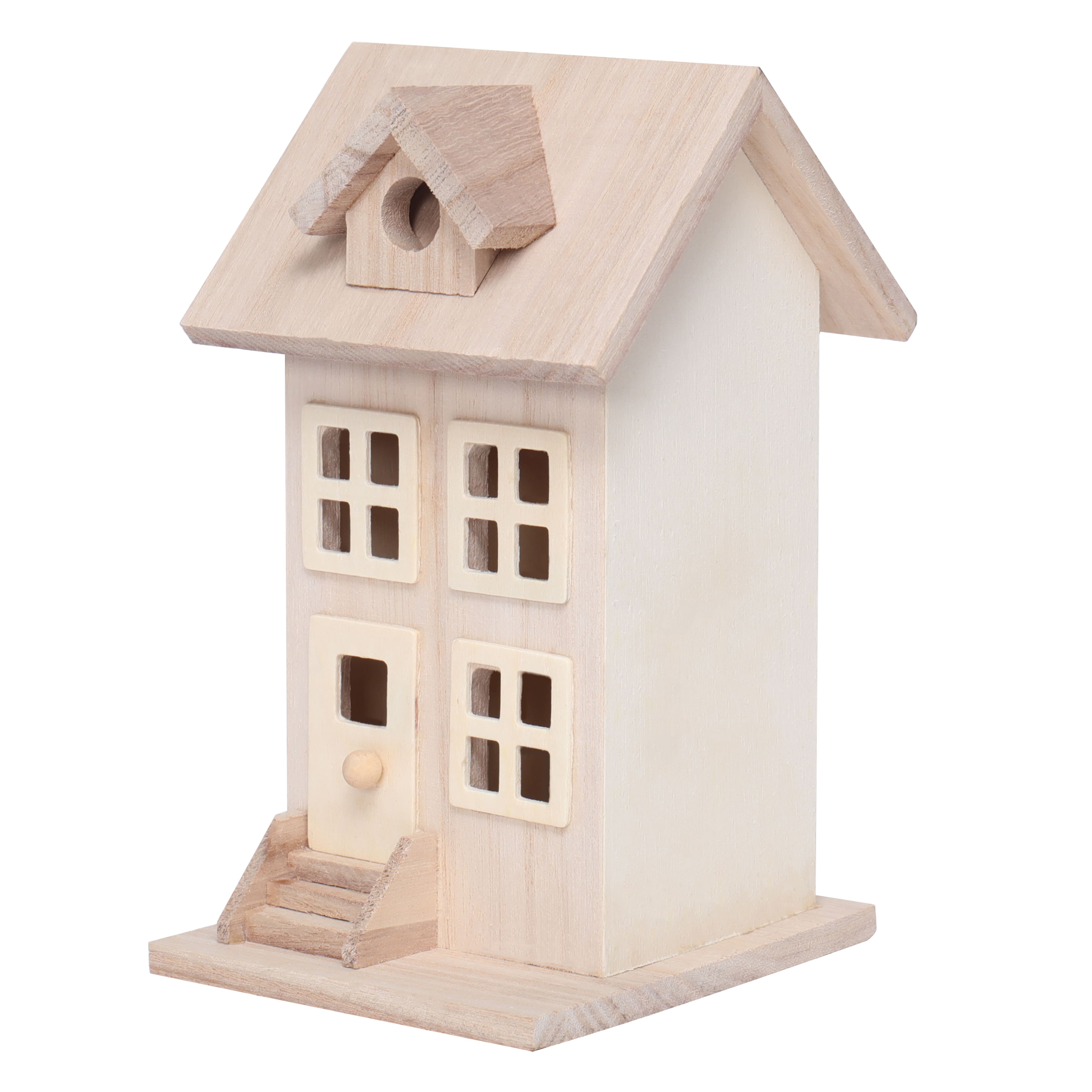 8 Pack: 7.5&#x22; Unfinished Wood Townhouse Birdhouse by Make Market&#xAE;