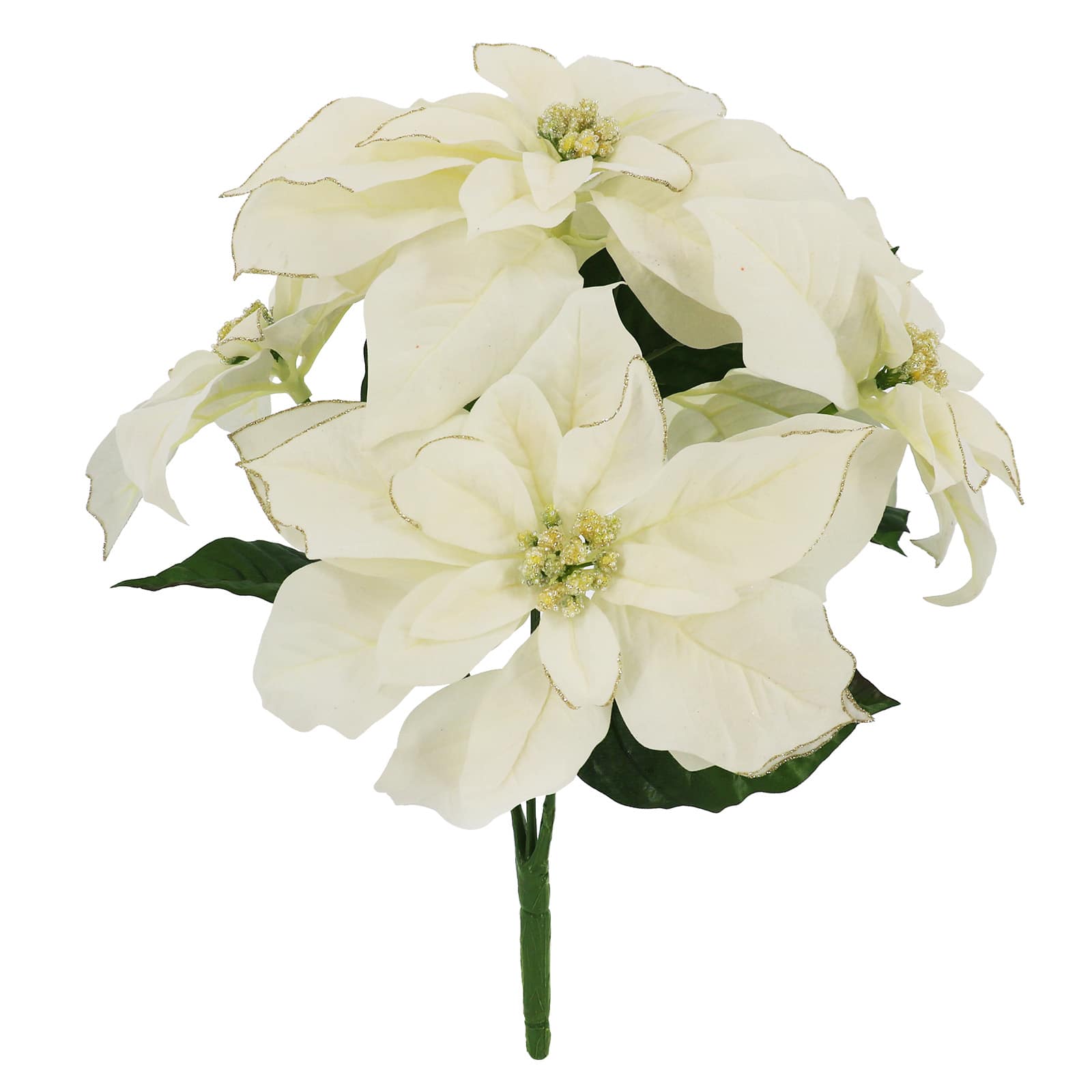 17&#x22; White &#x26; Silver Poinsettia Deluxe Bush by Ashland&#xAE;
