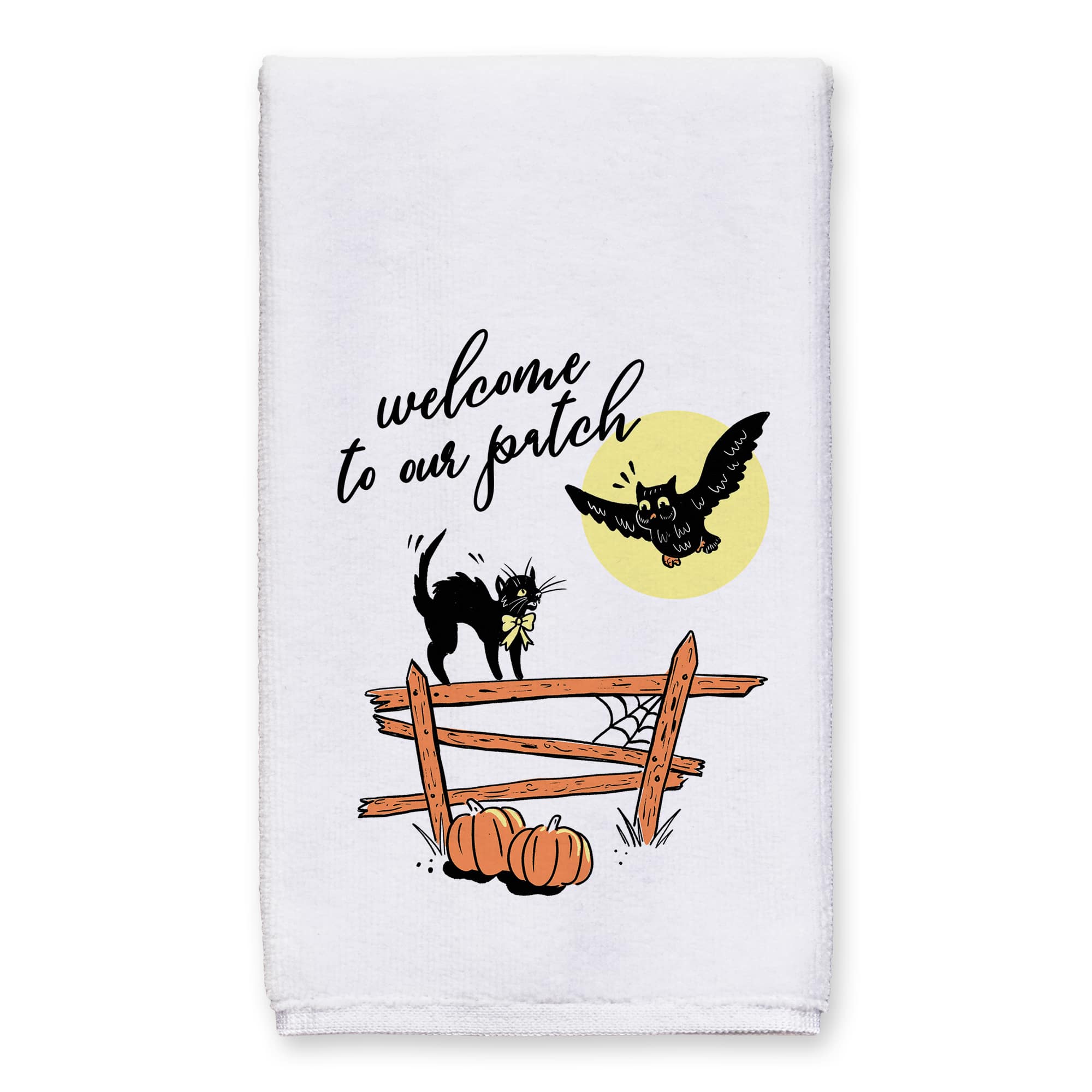 Retro Black Cat & Owl Welcome to Our Patch Tea Towel Set