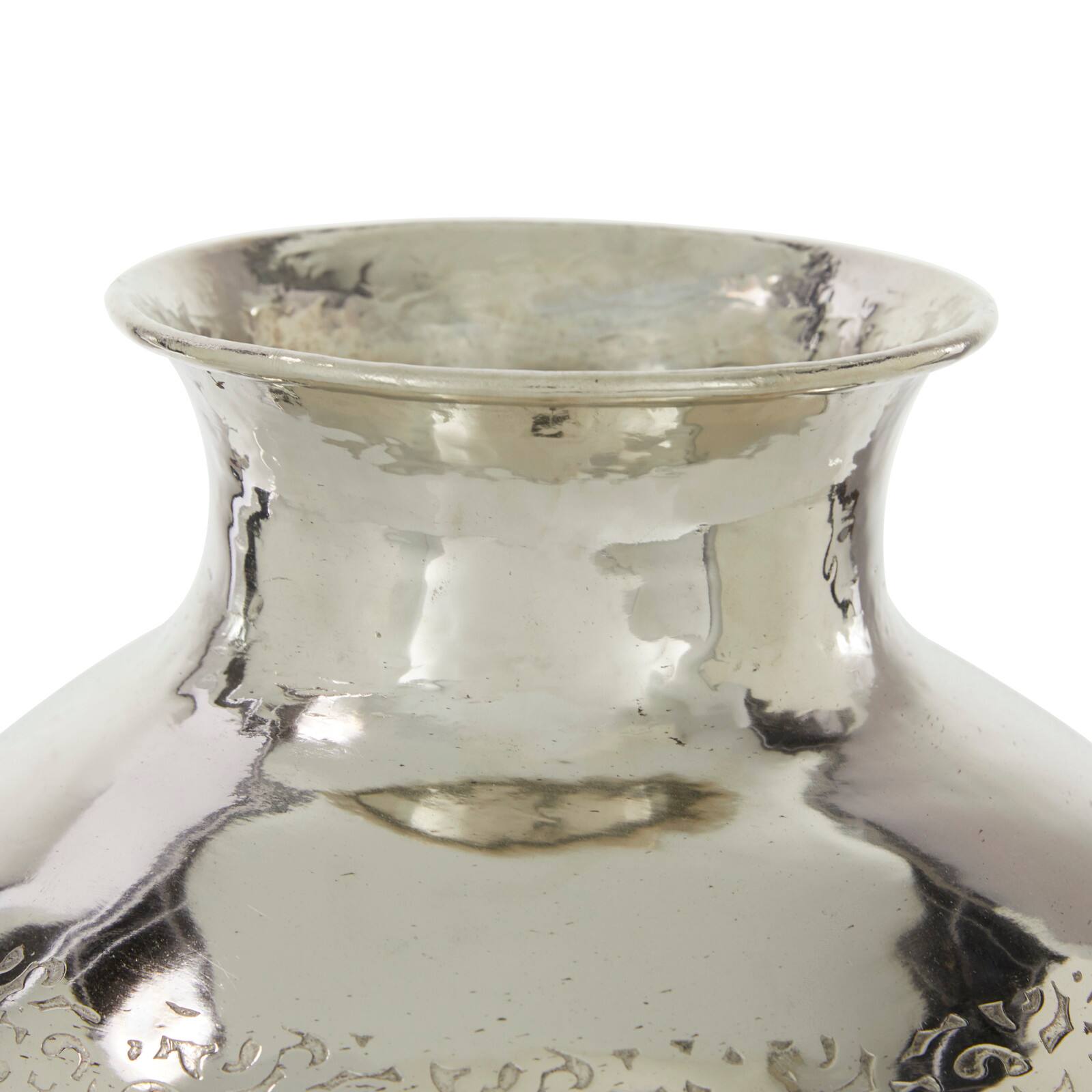 13&#x22; Silver Aluminum Contemporary Round Vase