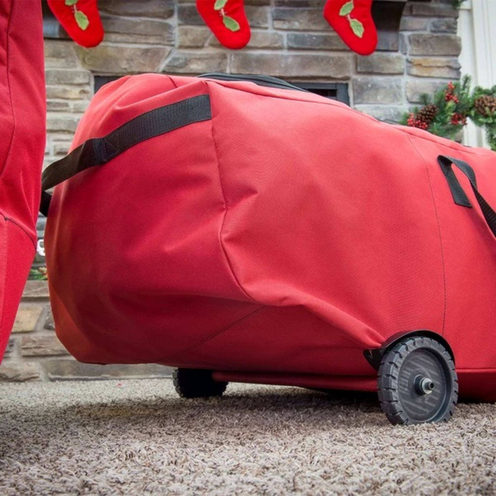 56&#x22; Red EZ Roller Christmas Tree Storage Bag with Wheels