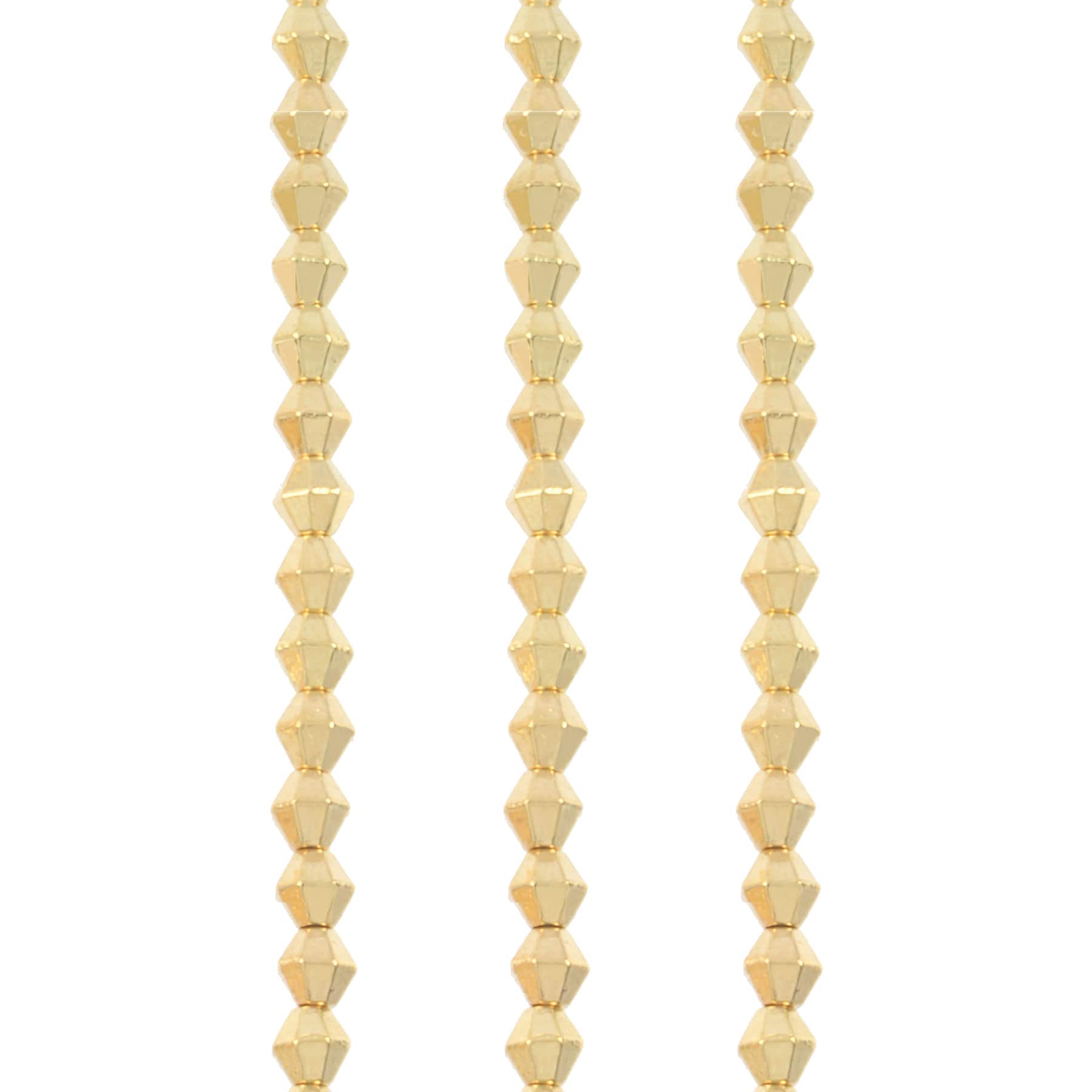 12 Pack: Gold Metal Faceted Bicone Beads, 4mm by Bead Landing&#x2122;