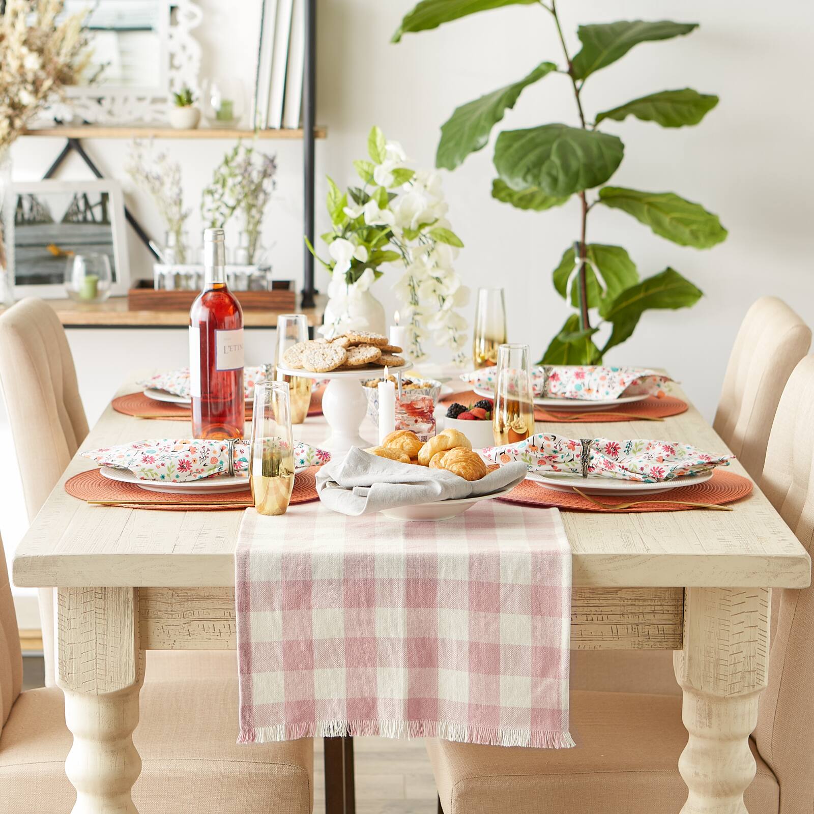 DII® 108" Heavyweight Check Fringed Table Runner