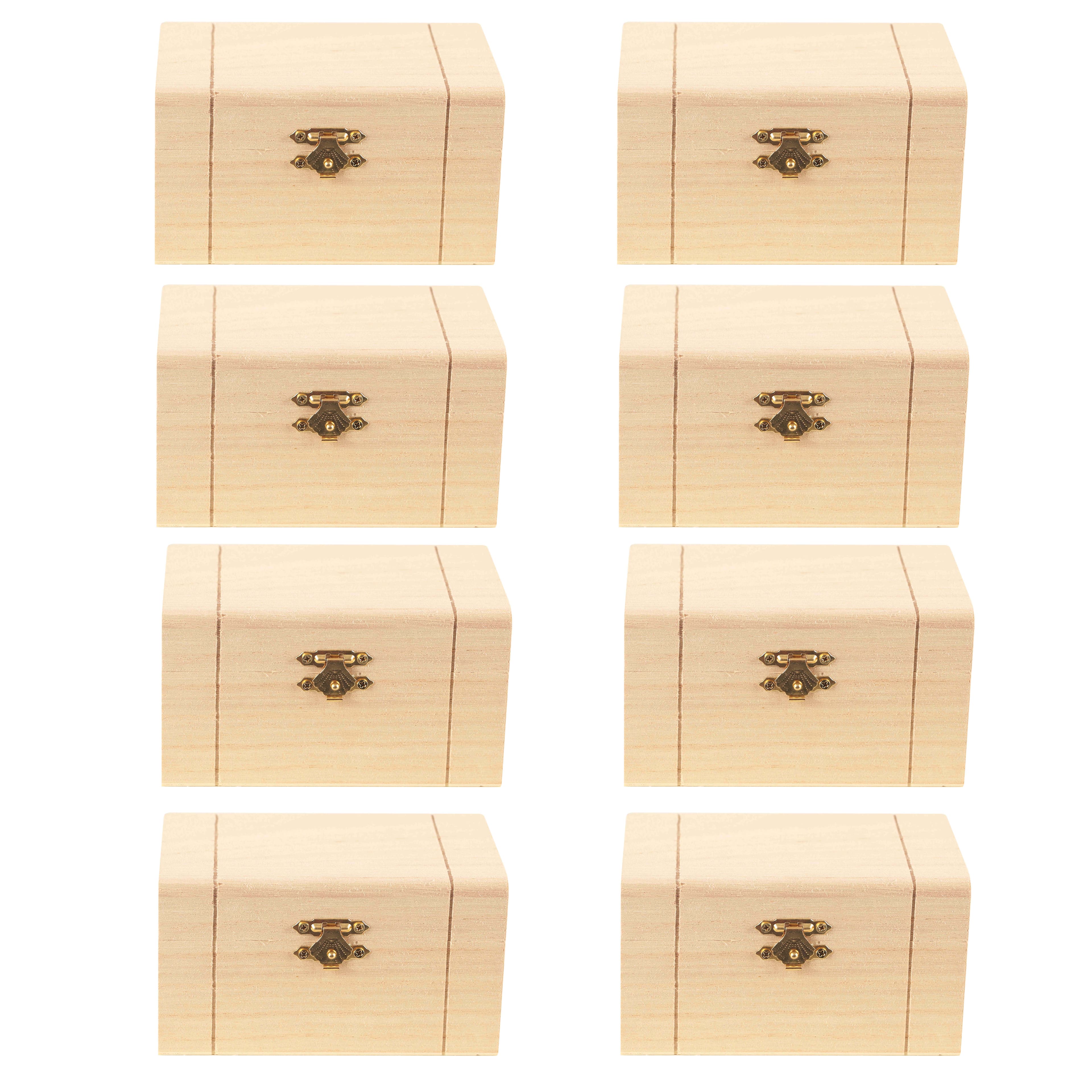 8 Pack: Unfinished Wooden Hinged Box by Make Market®