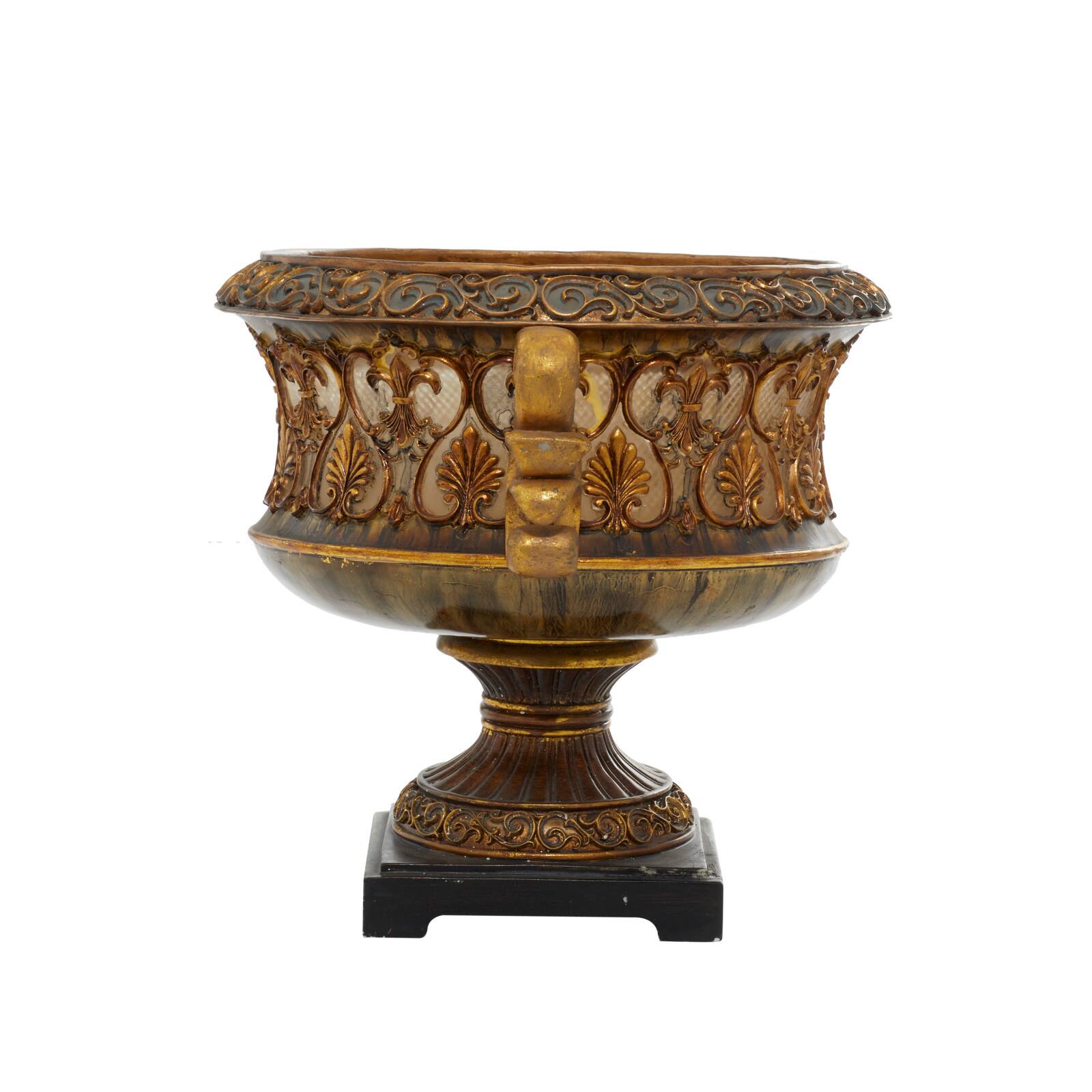 15&#x22; Gold Traditional Decorative Bowl