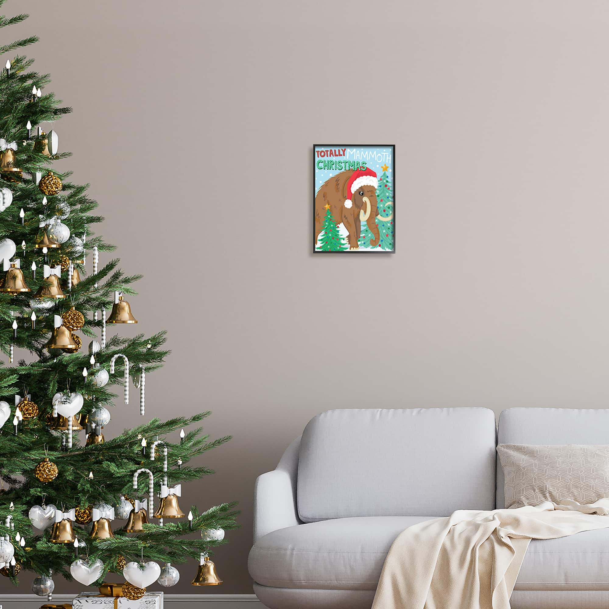 Stupell Industries Totally Mammoth Christmas Scene Framed Giclee Art