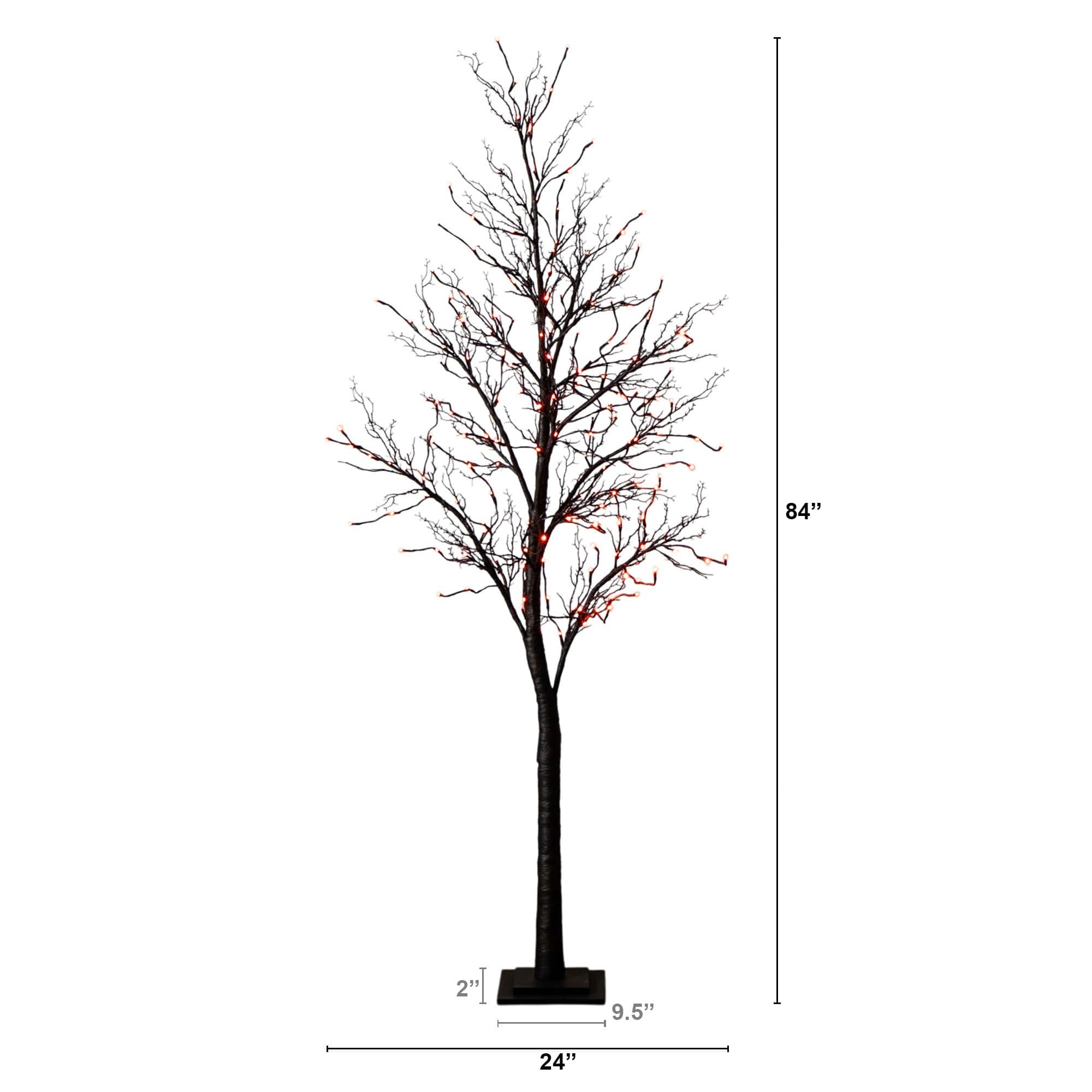 7ft. Pre-Lit Halloween Deluxe Black Twig Artificial Tree with 180 Orange &#x26; Purple LED Lights