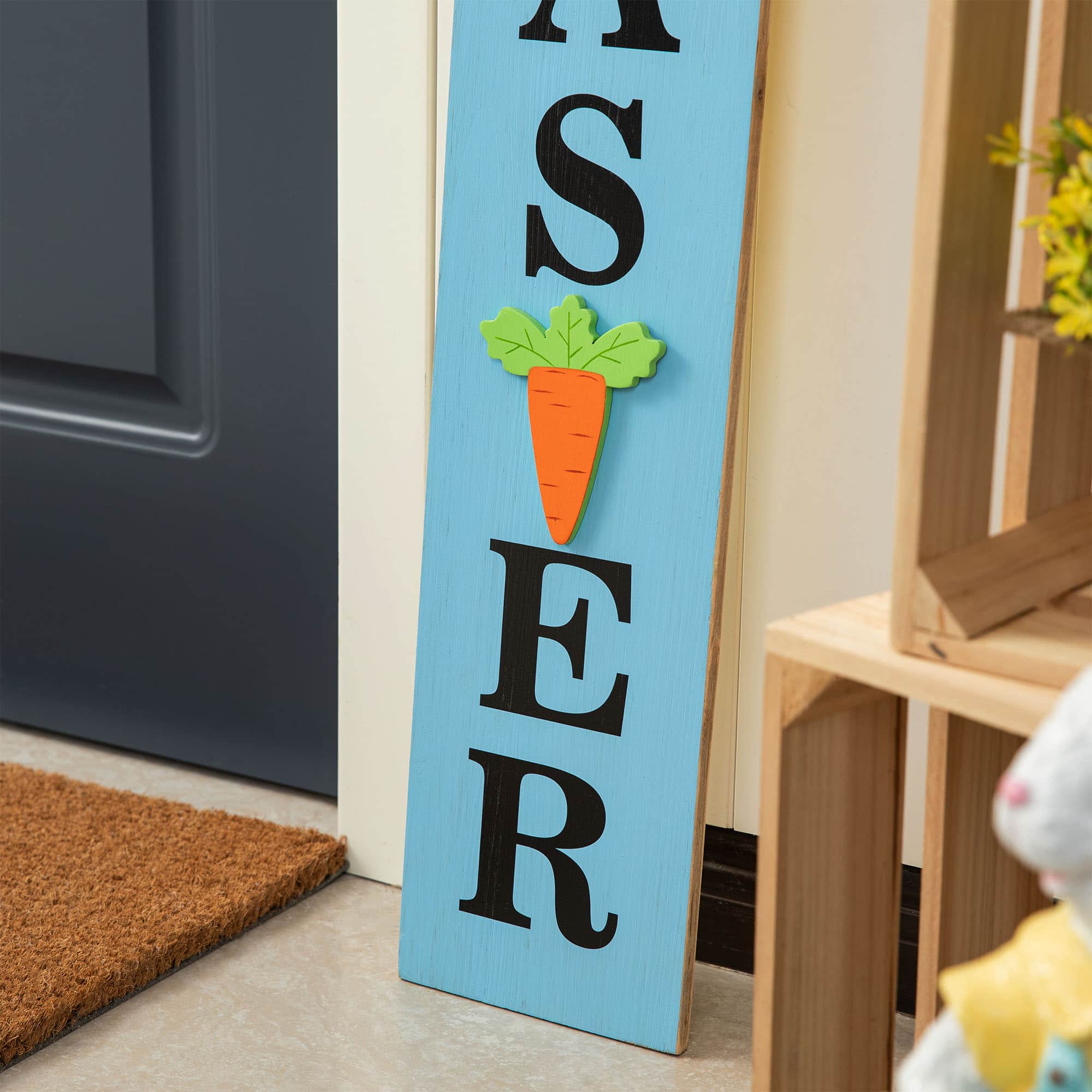 Glitzhome&#xAE; 42&#x22; Wooden Double-Sided Easter Welcome Porch Sign with Bunny Ears
