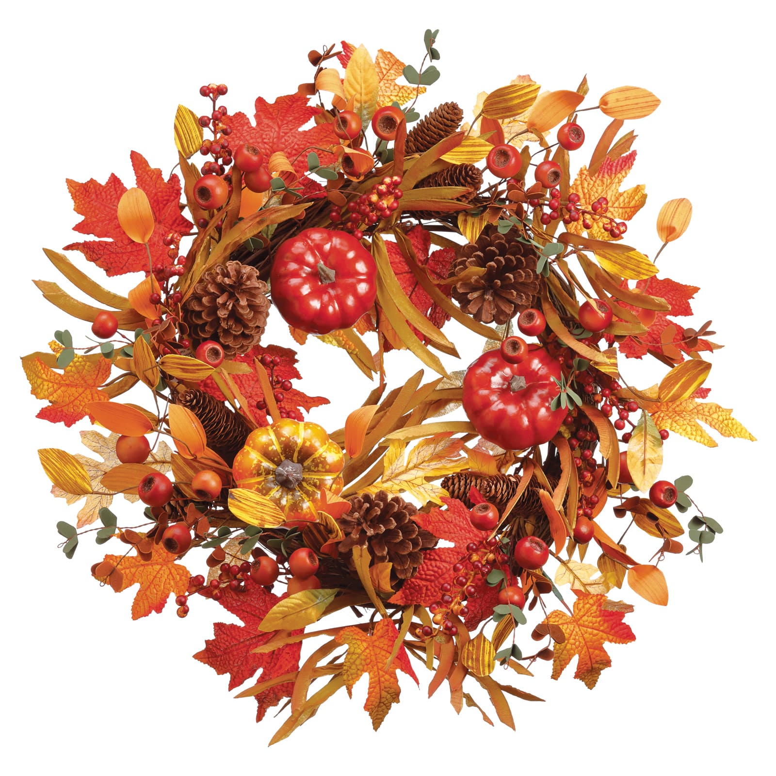 22&#x22; Pumpkin, Pinecone, Berry &#x26; Maple Wreath
