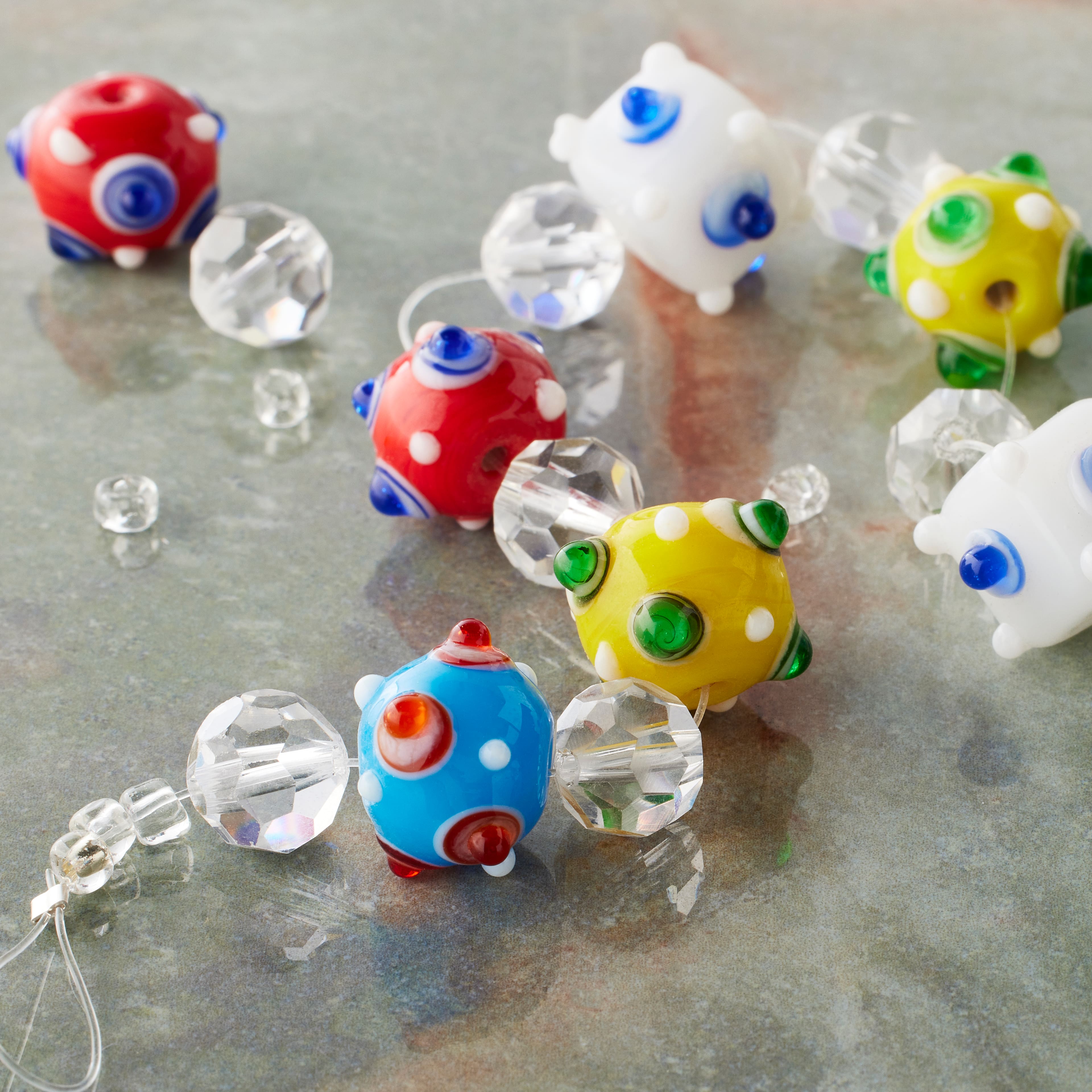 Multicolor &#x26; Clear Lamp Work Glass Mixed Beads by Bead Landing&#xAE;