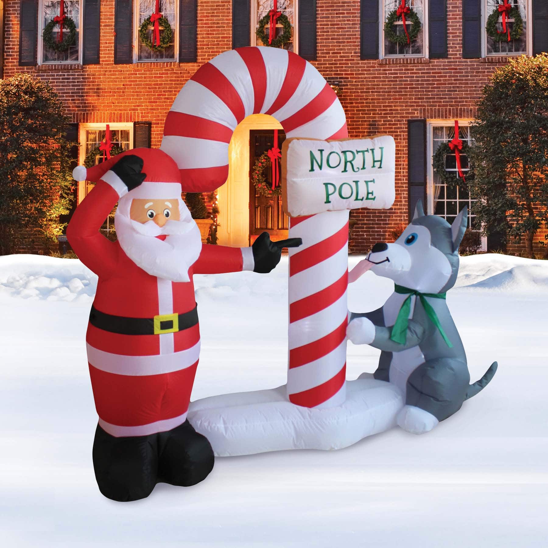 7.5ft. Inflatable Animated Puppy and Snowman