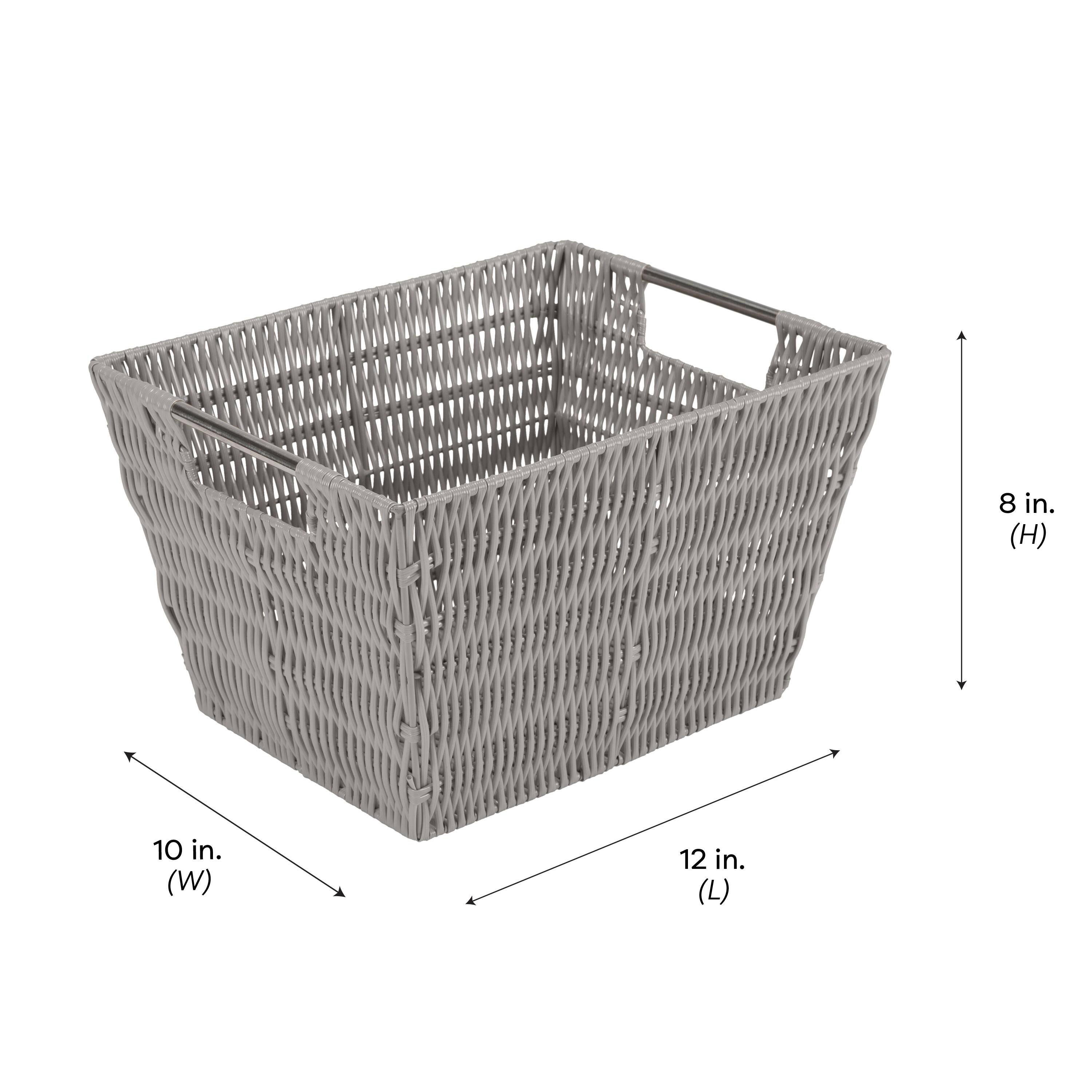 Simplify Medium Gray Rattan Storage Basket