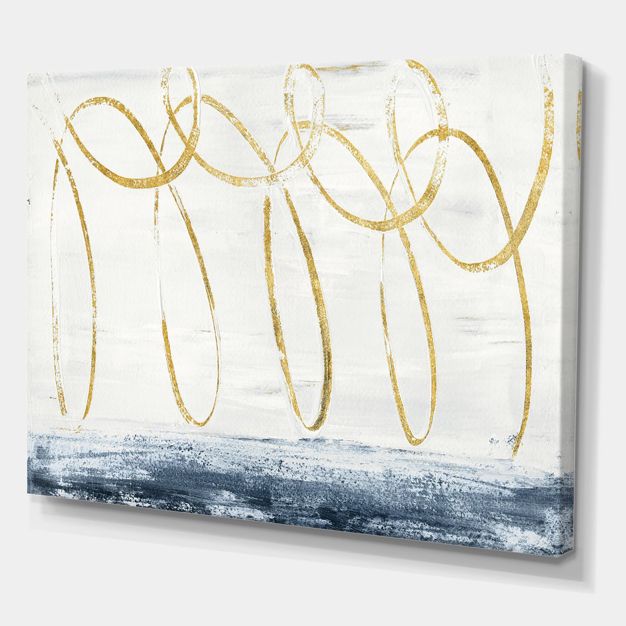 Designart - Gold Abstract Geometric Shape - Modern Transitional Canvas Art
