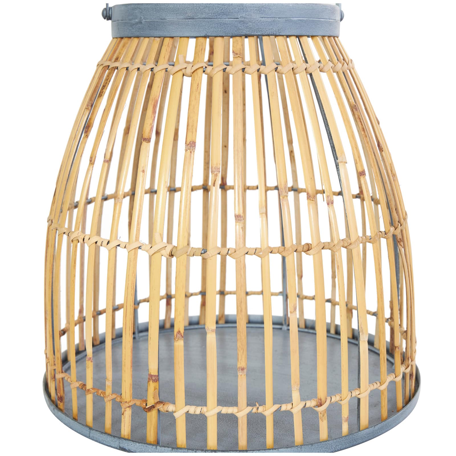 13&#x22; Brown Bamboo Woven Caged Candle Lantern