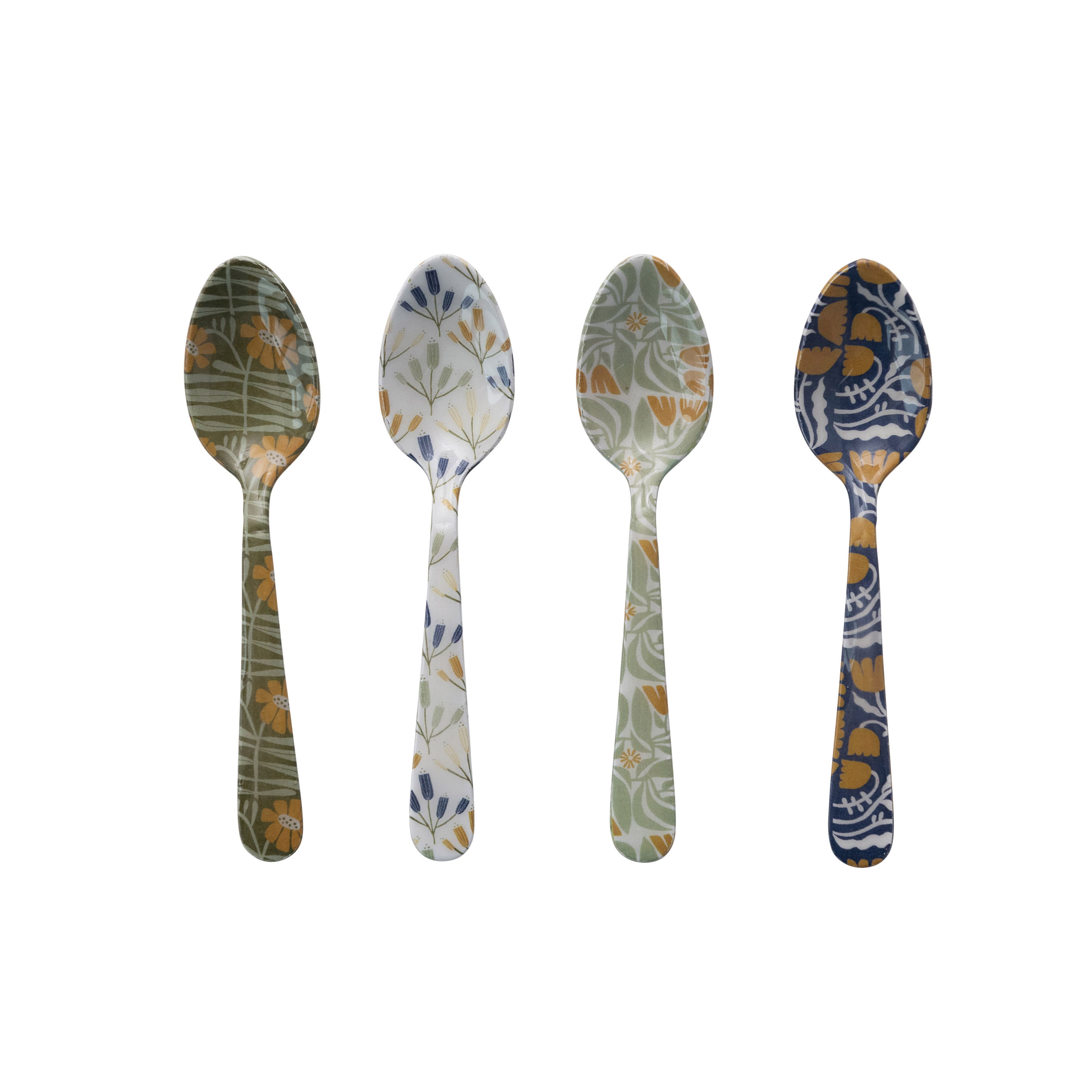 Floral Enameled Stainless Steel Spoon Set