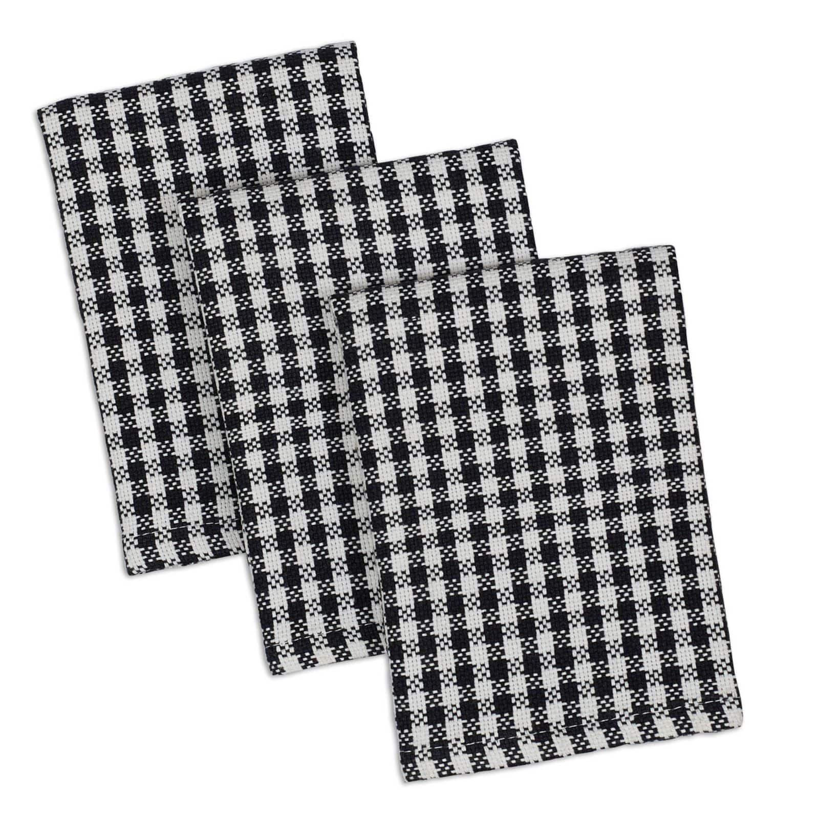 DII® Black Check Heavyweight Dishtowel & Dishcloth Set