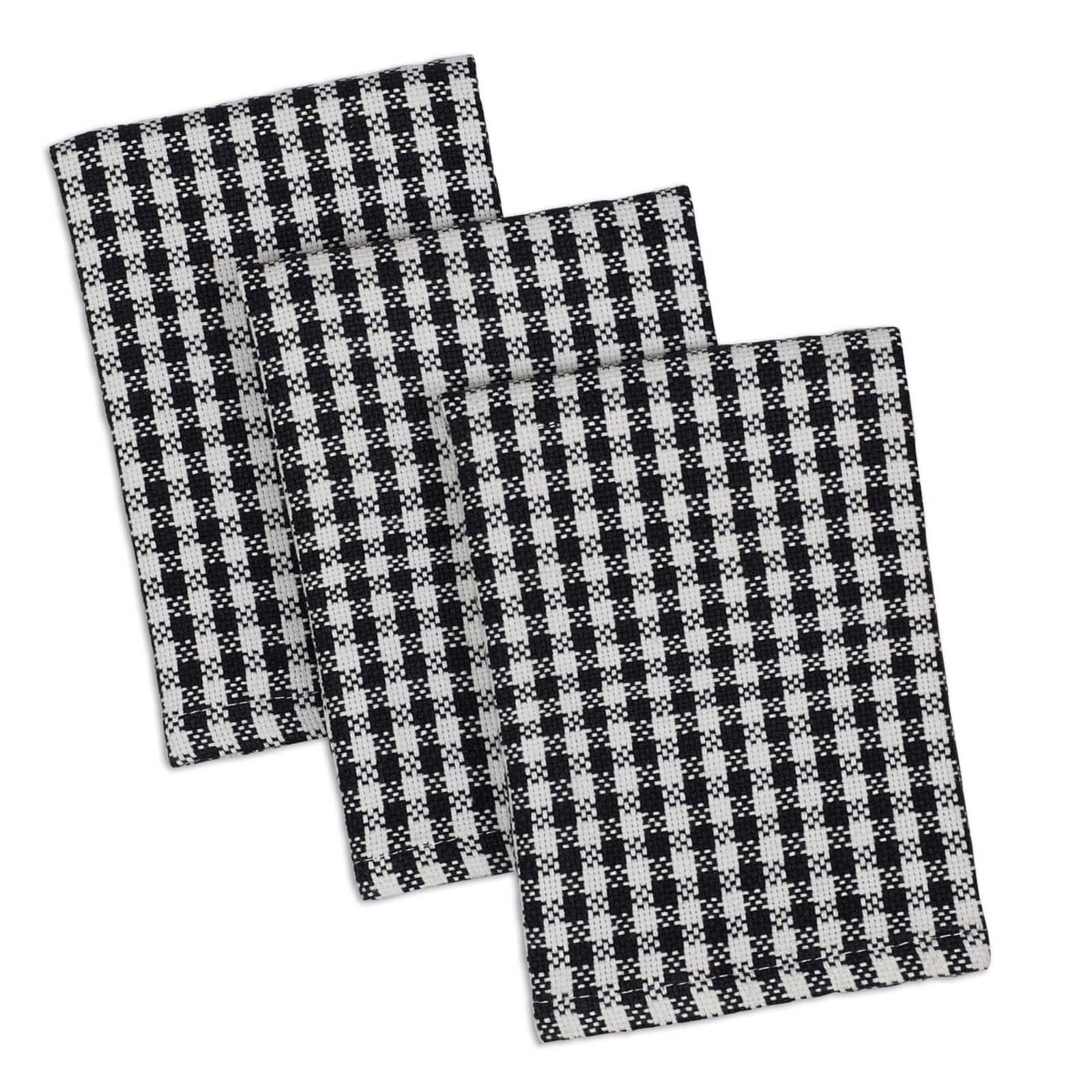 DII&#xAE; Black Check Heavyweight Dishtowel &#x26; Dishcloth Set