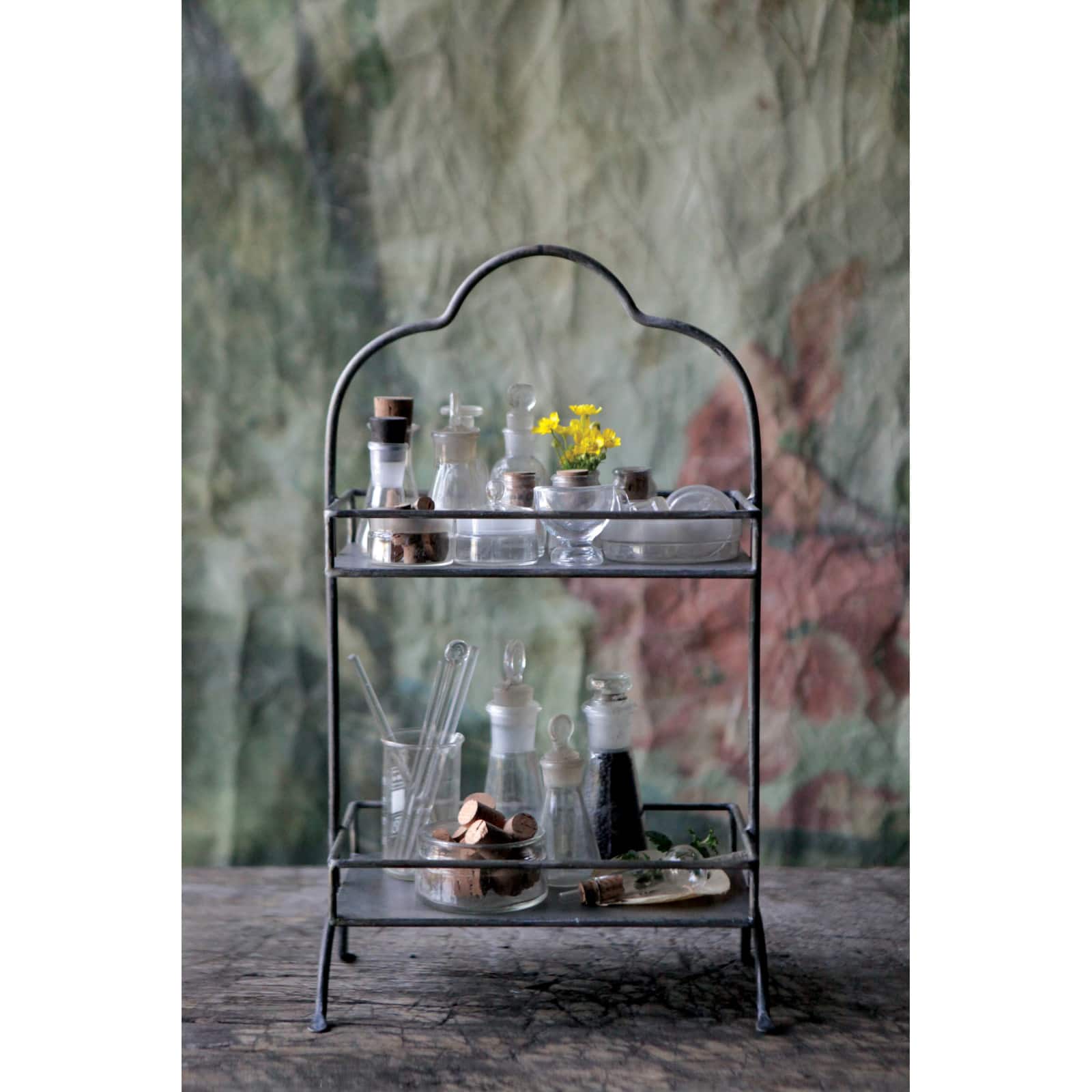 Hello Honey&#xAE; 18&#x22; Decorative Metal 2-Tier Tray with Handle