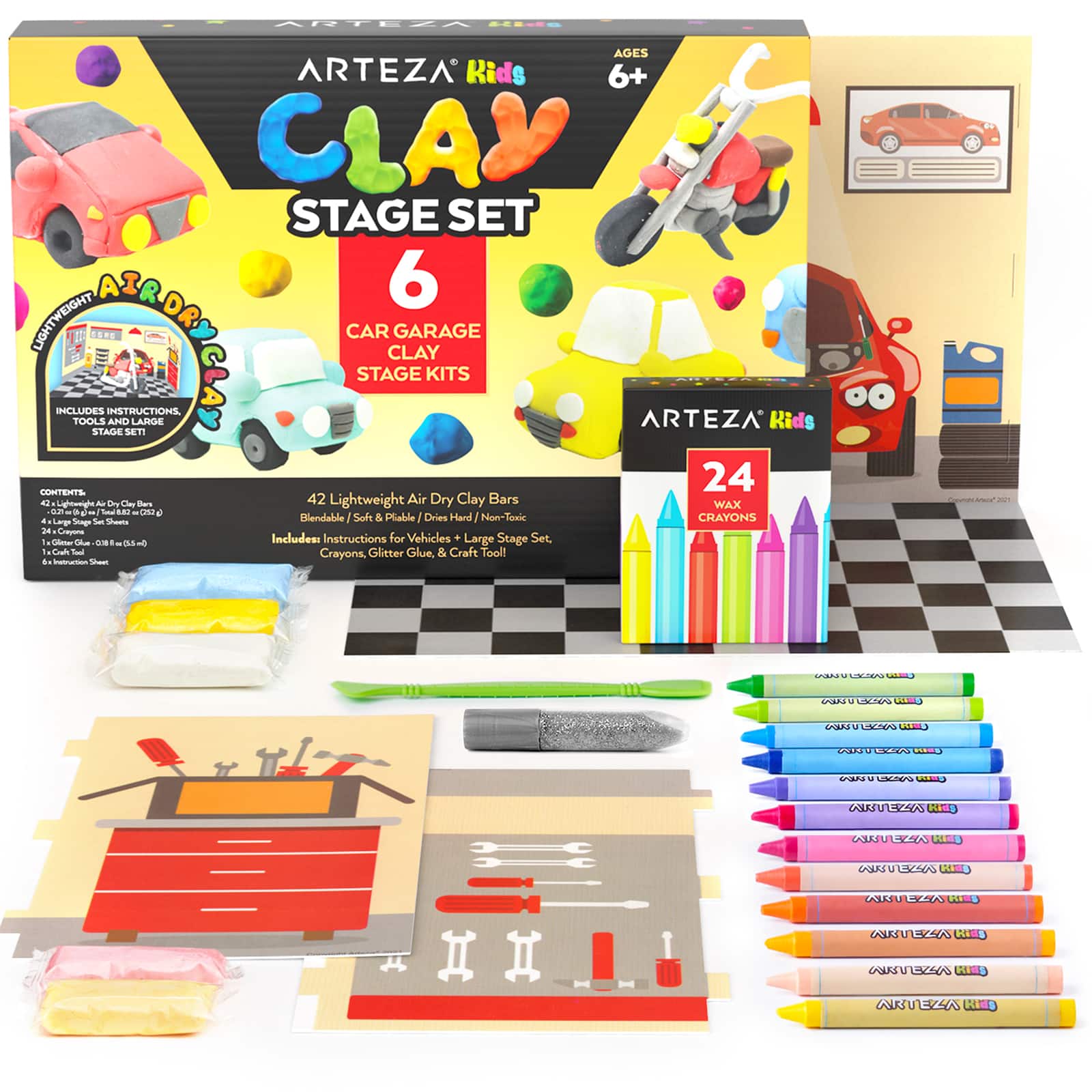 Arteza® Kids Car Garage Medium Stage Clay Kit, 72 pcs