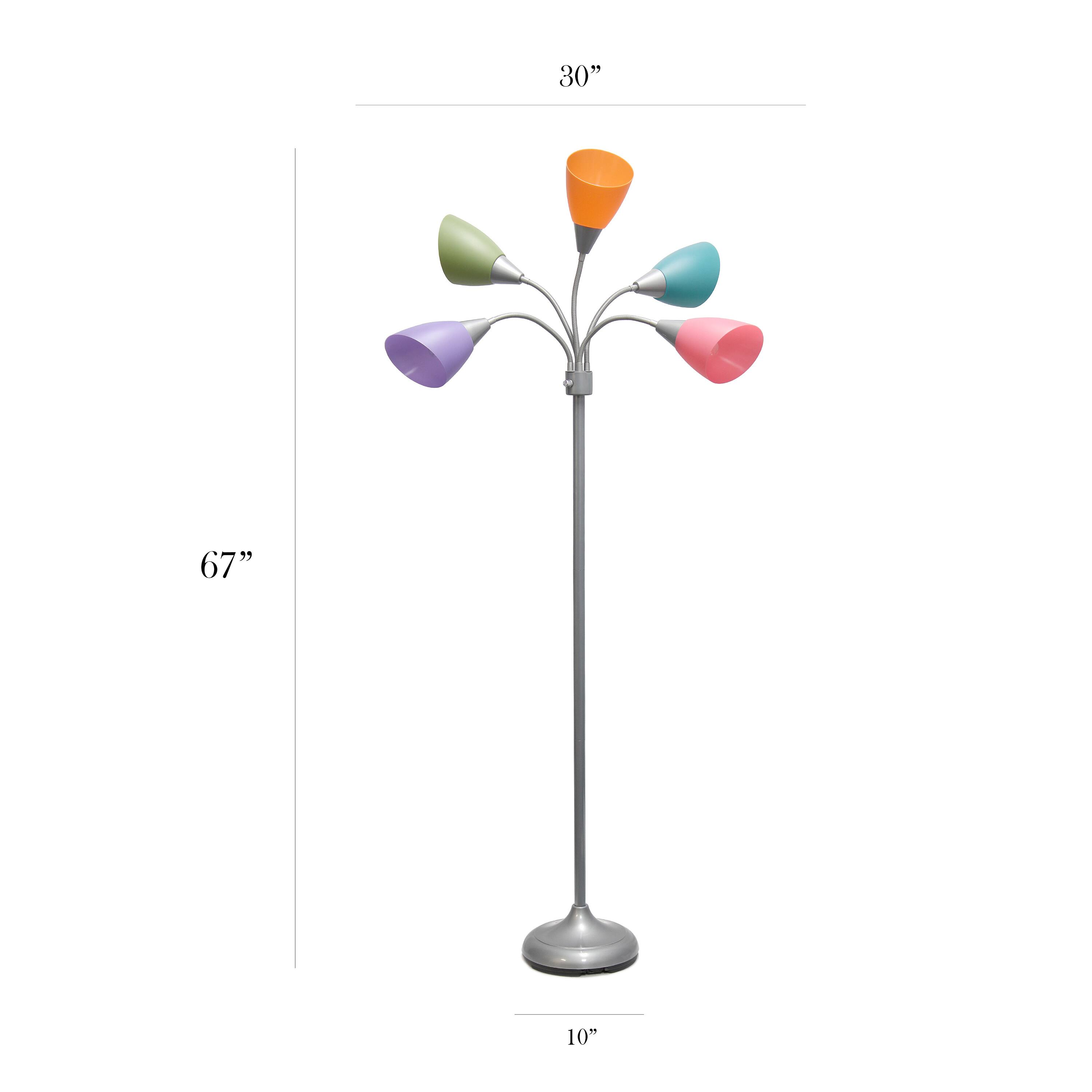 Simple Designs&#x2122; 5.6ft. 5-Light Gooseneck Silver Floor Lamp
