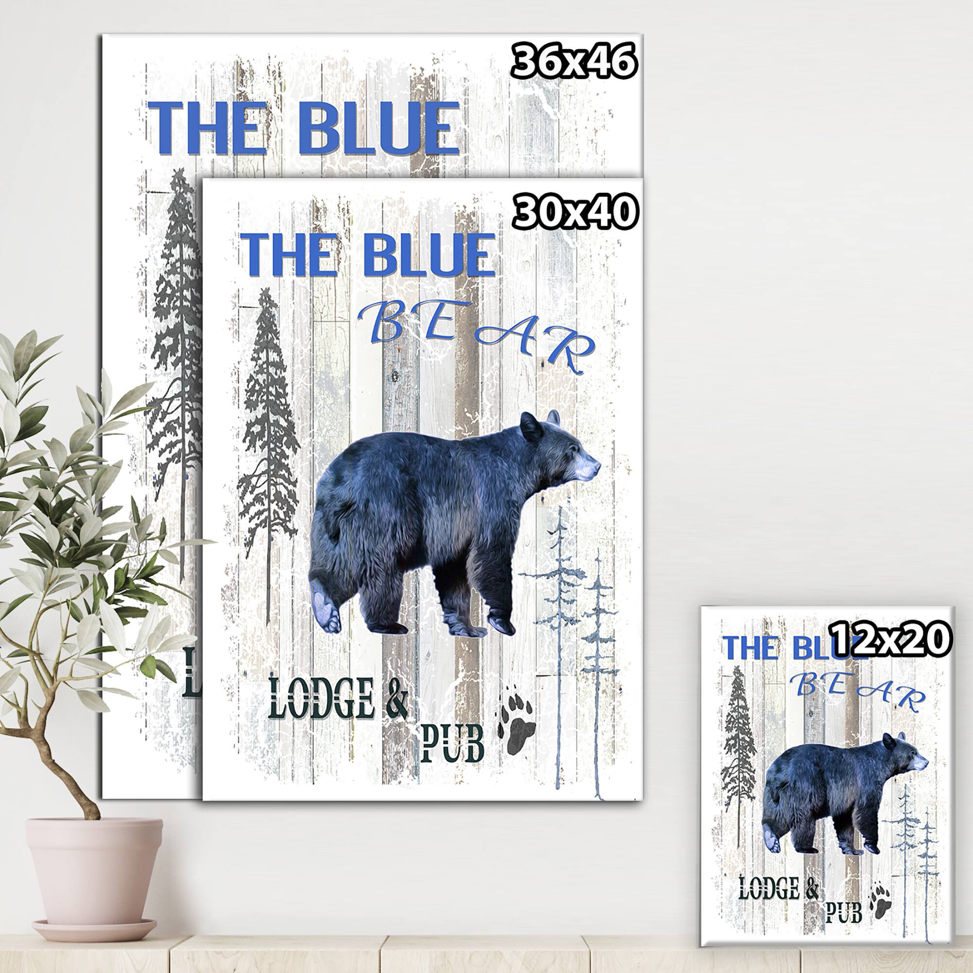 Designart - The Blue Bear - Cottage Premium Canvas Wall Art