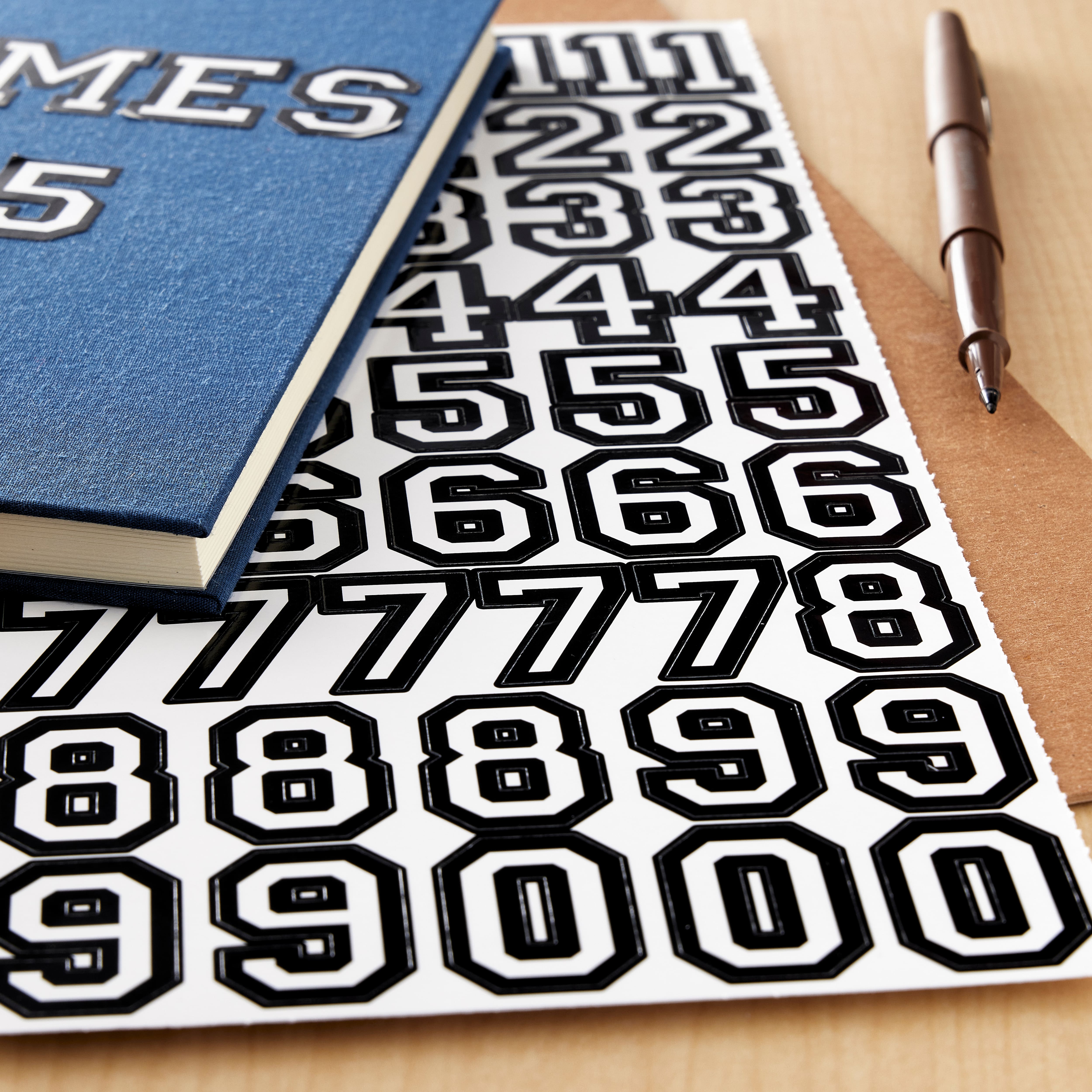 Black &#x26; White Letterman Number Stickers by Recollections&#x2122;