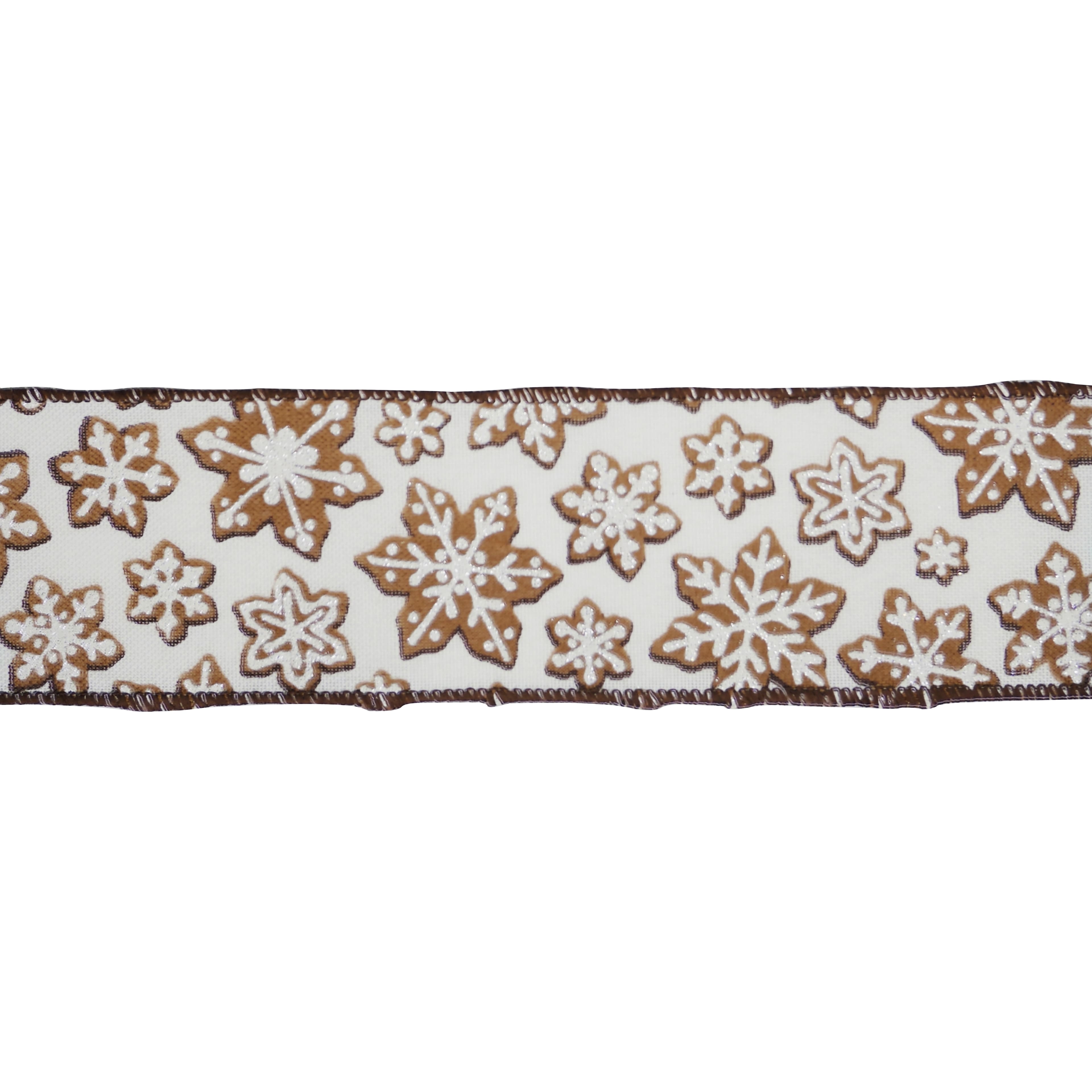 2.5&#x22; x 20ft. Brown &#x26; White Snowflakes Wired Ribbon by Celebrate It&#xAE;