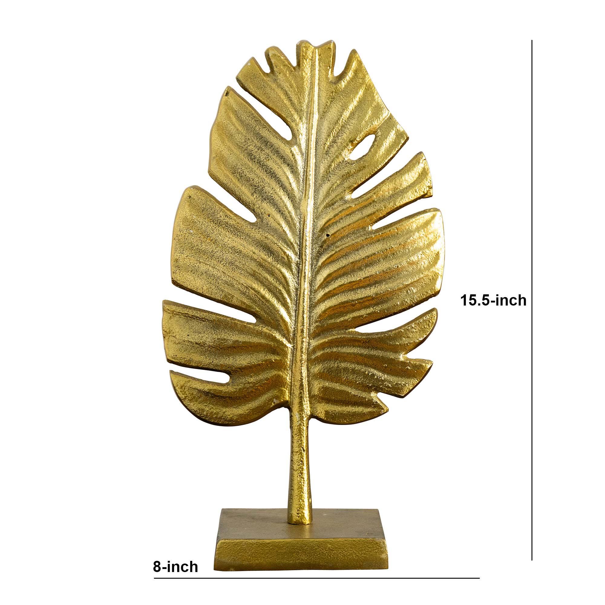 15.5&#x22; Golden Leaf Sculpture Decorative Accent