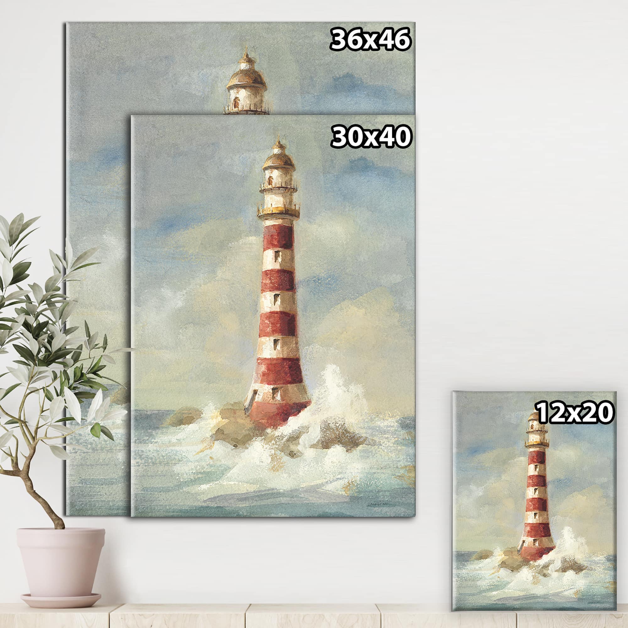 Designart - Ocean Lighthouse - Nautical & Coastal Premium Canvas Wall Art