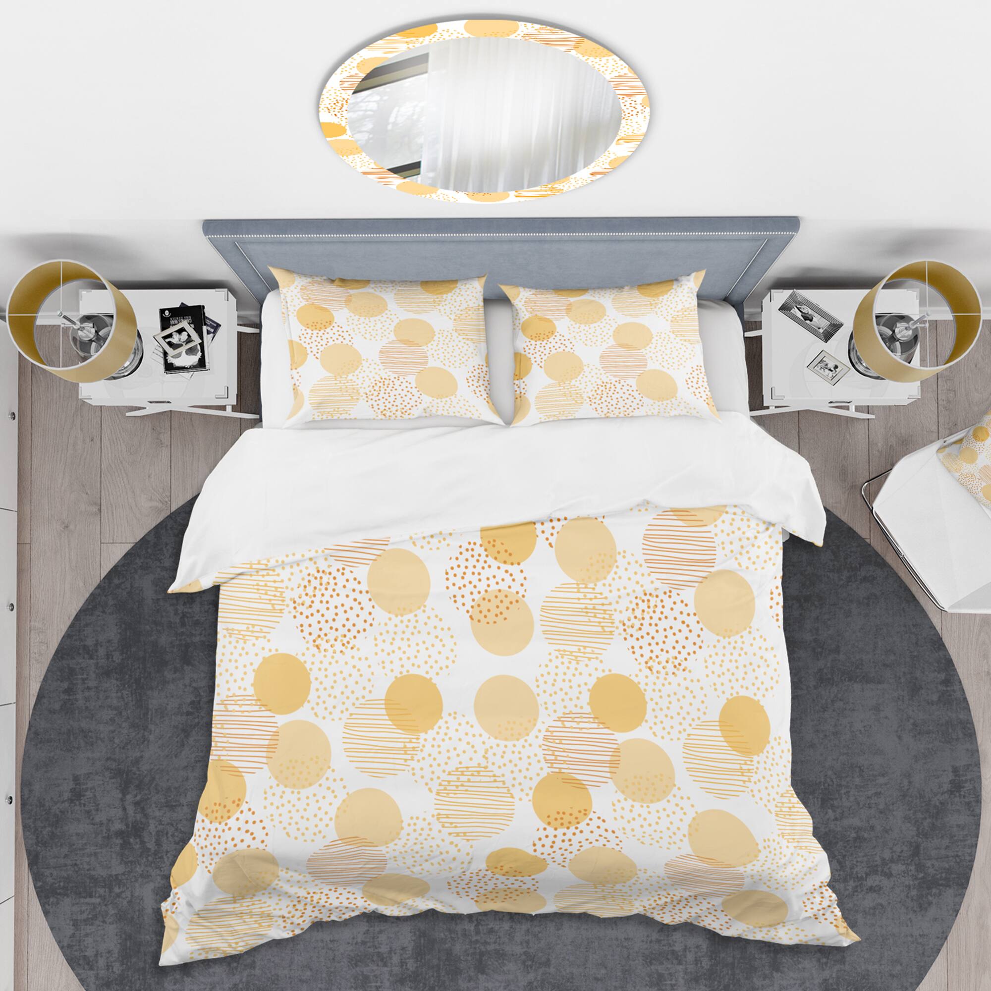 Designart &#x27;Circular Abstract Retro Geometric IX&#x27; Mid-Century Duvet Cover Set