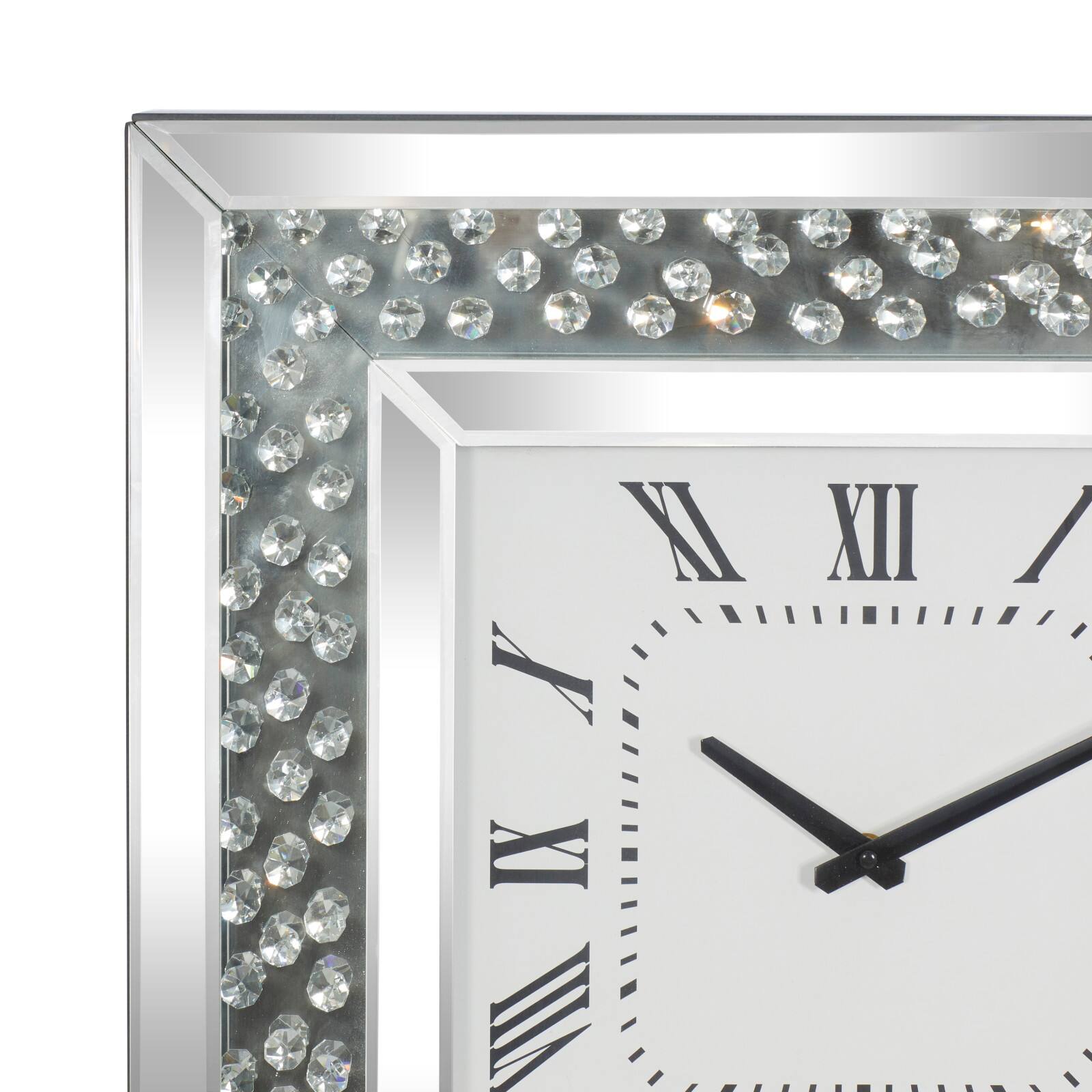 Silver Glam Wood Wall Clock, 20&#x22; x 20&#x22;