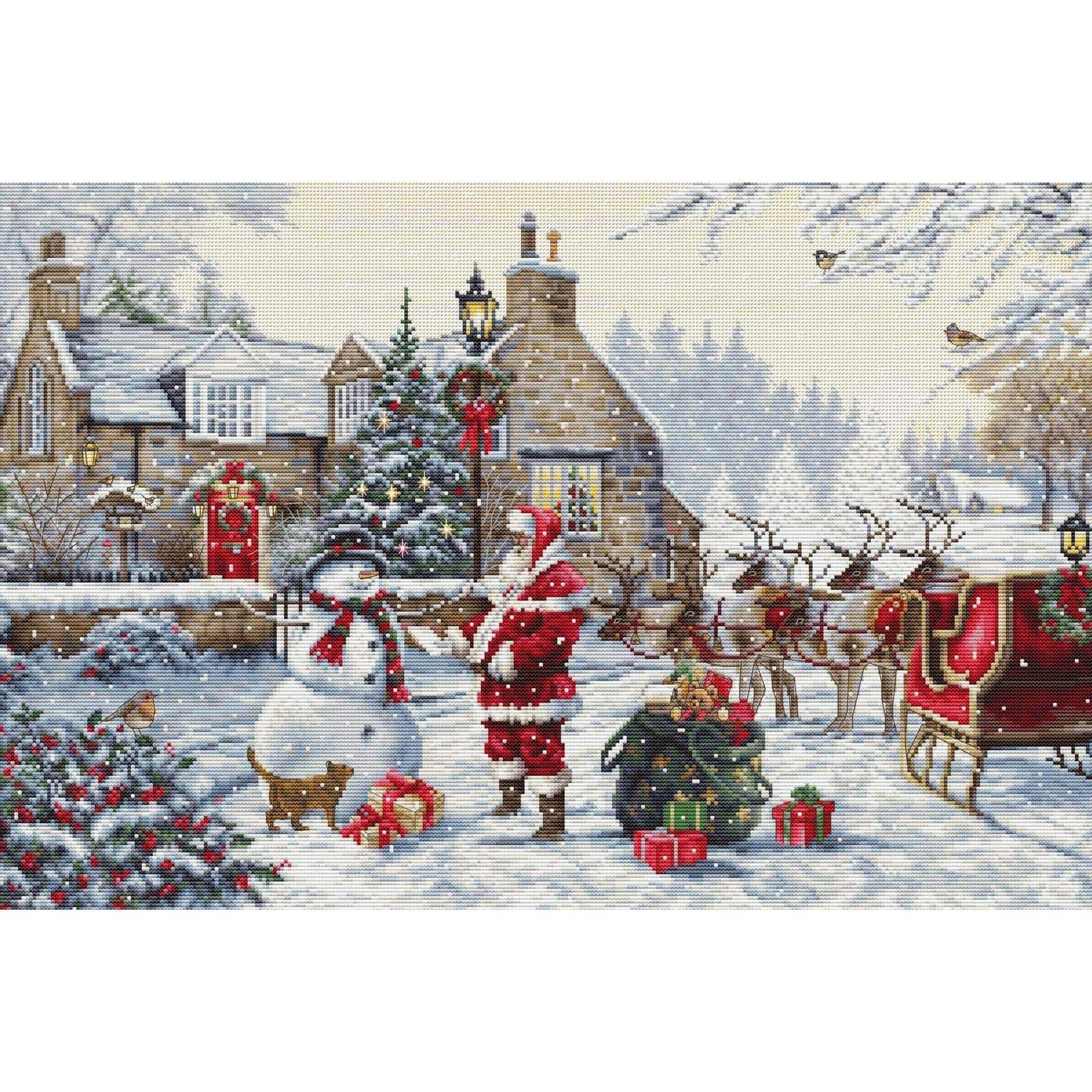 Luca-S Santa&#x27;s Cottage Counted Cross Stitch Kit