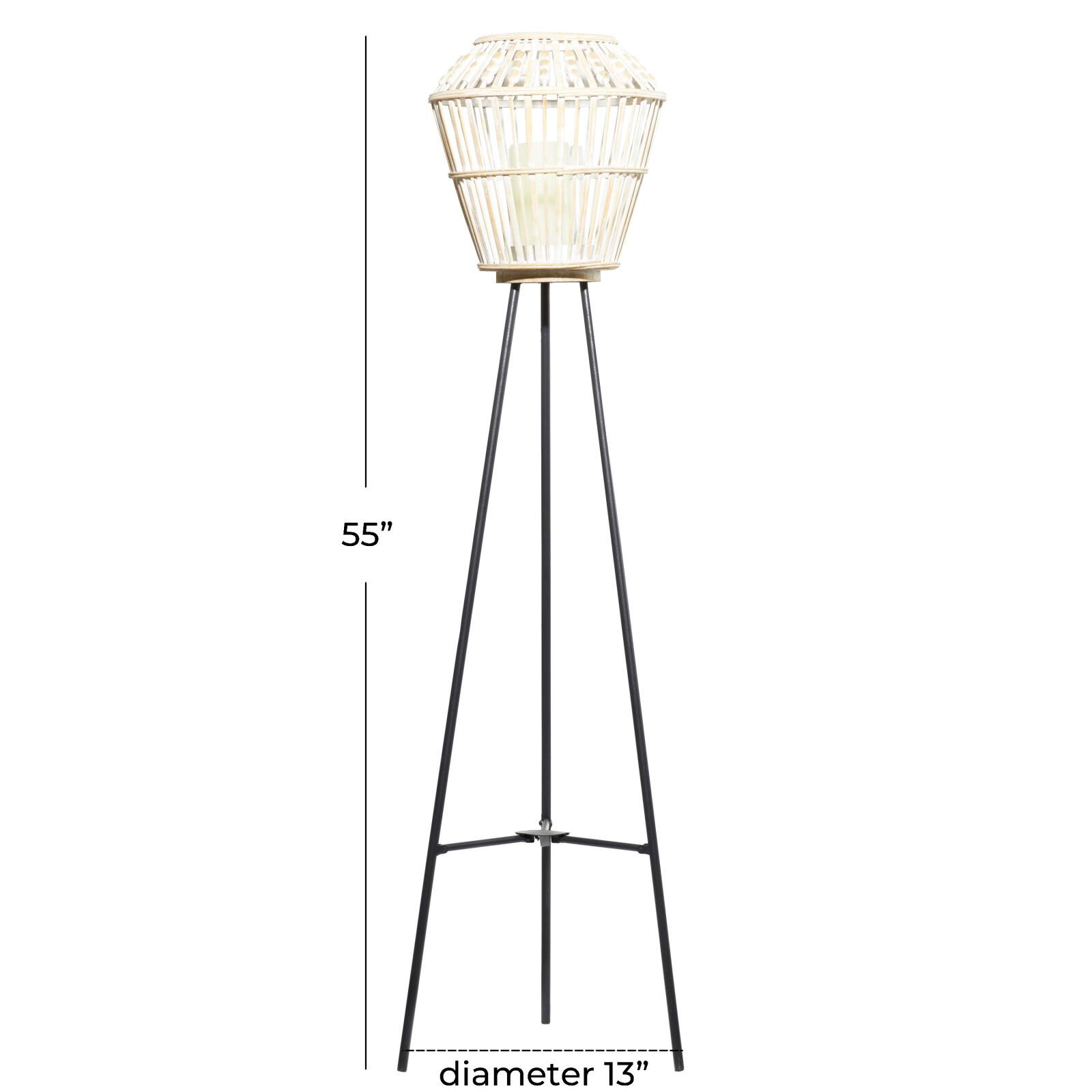 White Metal Natural Lantern, 55&#x22; x 13&#x22; x 13&#x22;