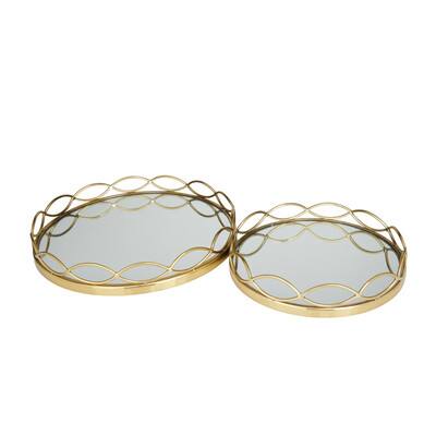 Gold Contemporary Tray, Set of 2