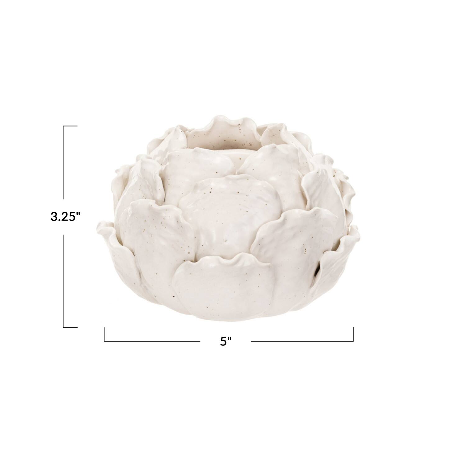 Hello Honey&#xAE; 5&#x22; Cream Artichoke Tealight Stoneware Candle Holder