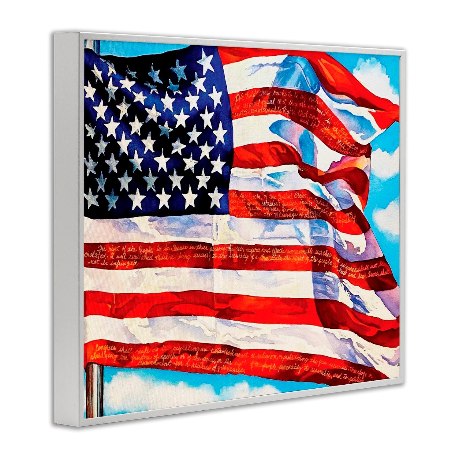 Stupell Industries Windblown American Flag Framed Giclee Art