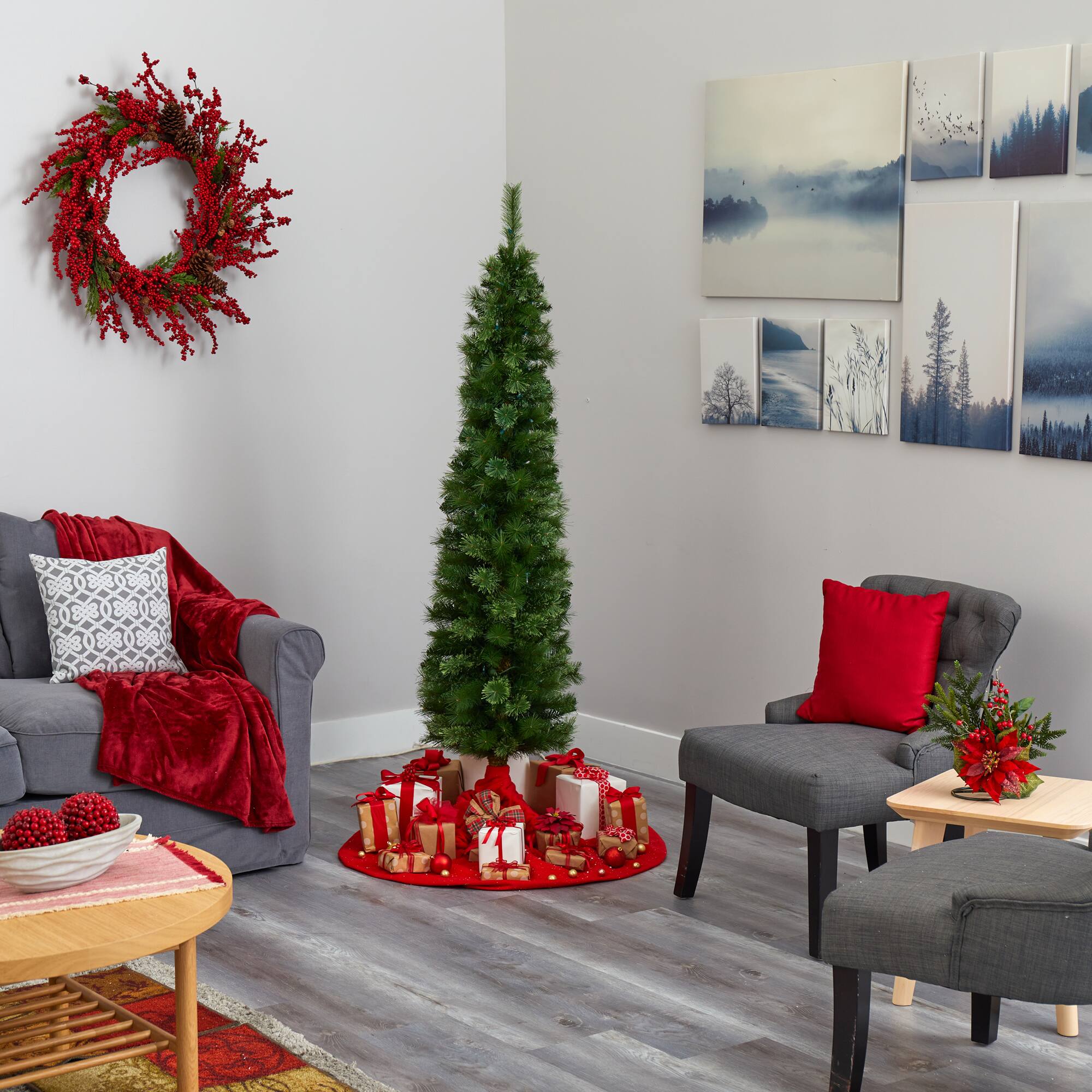 6ft. Pre-Lit Green Artificial Christmas Tree, Clear LED Lights