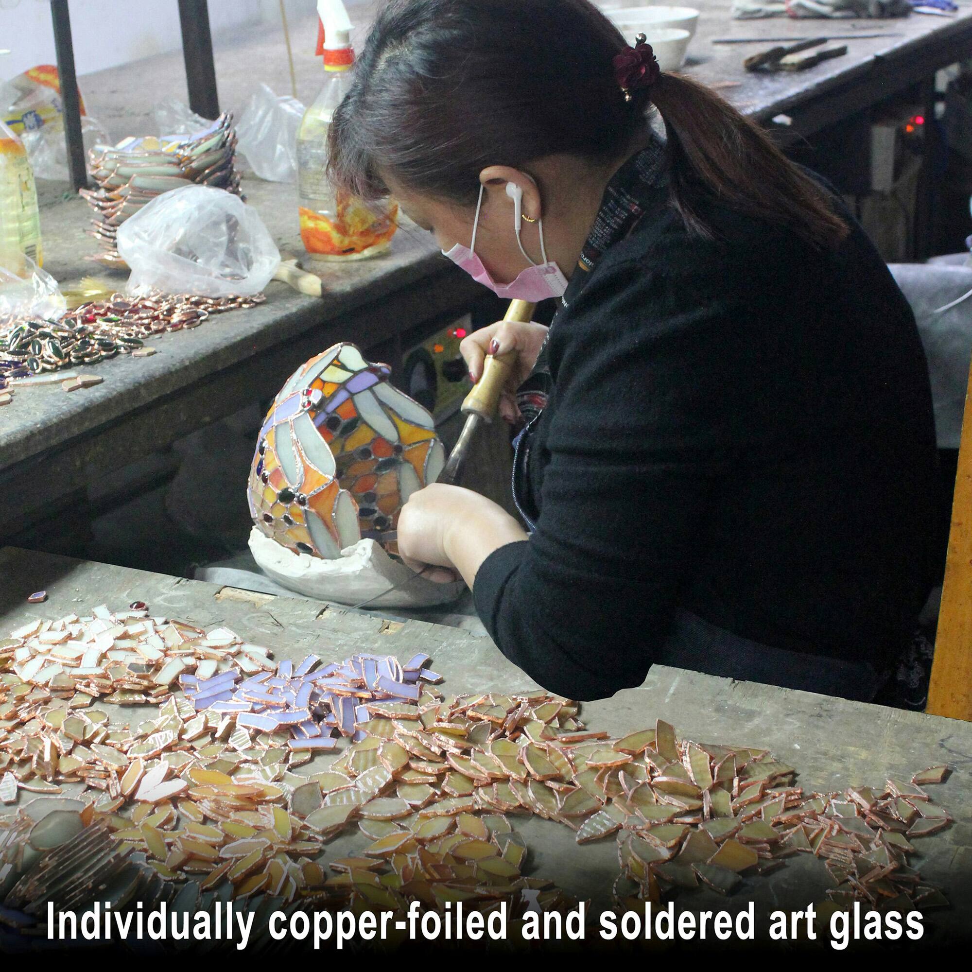 Butterfly Fairy Tiffany-Style Stained Glass Illuminated Sculpture